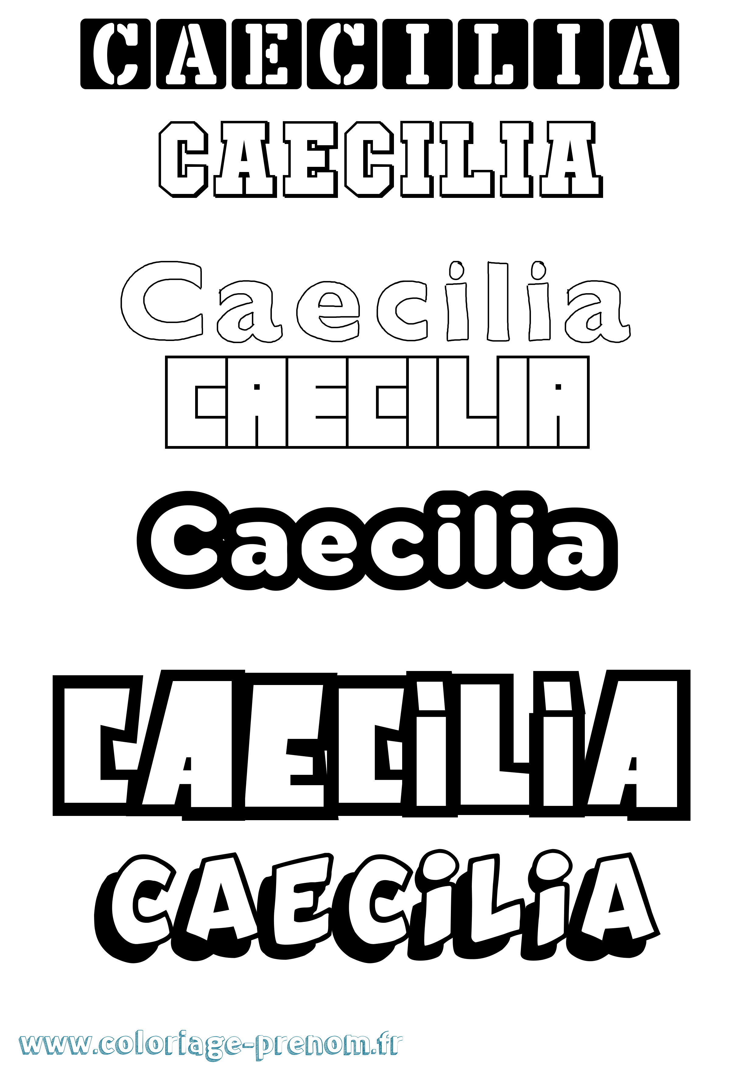 Coloriage Caecilia Simple Coloriage prénom Caecilia Simple