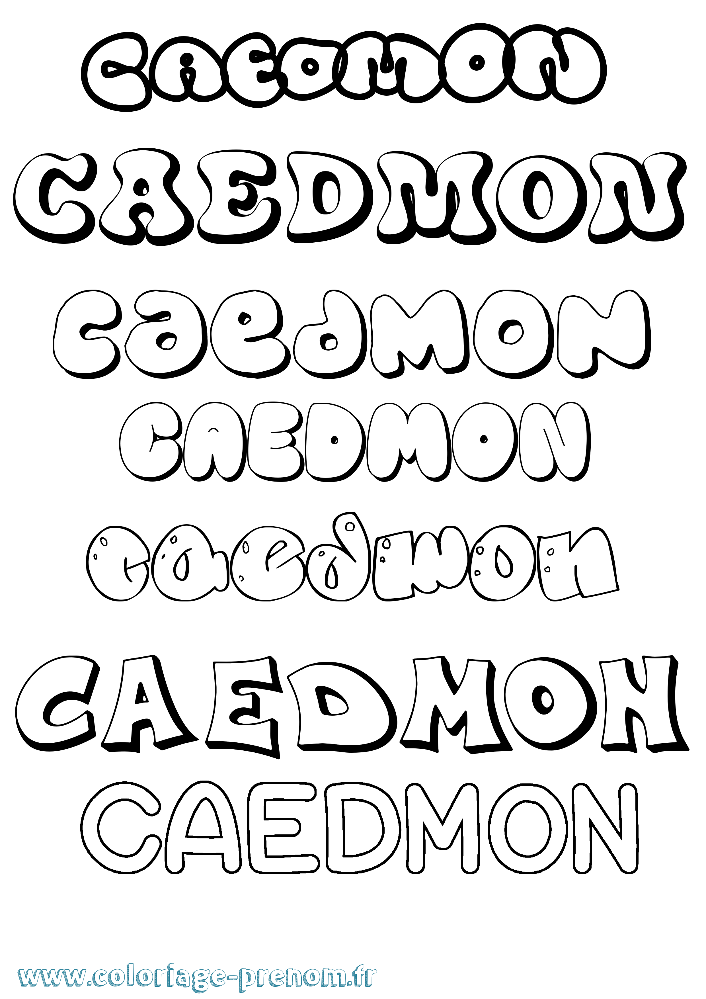 Coloriage prénom Caedmon Bubble