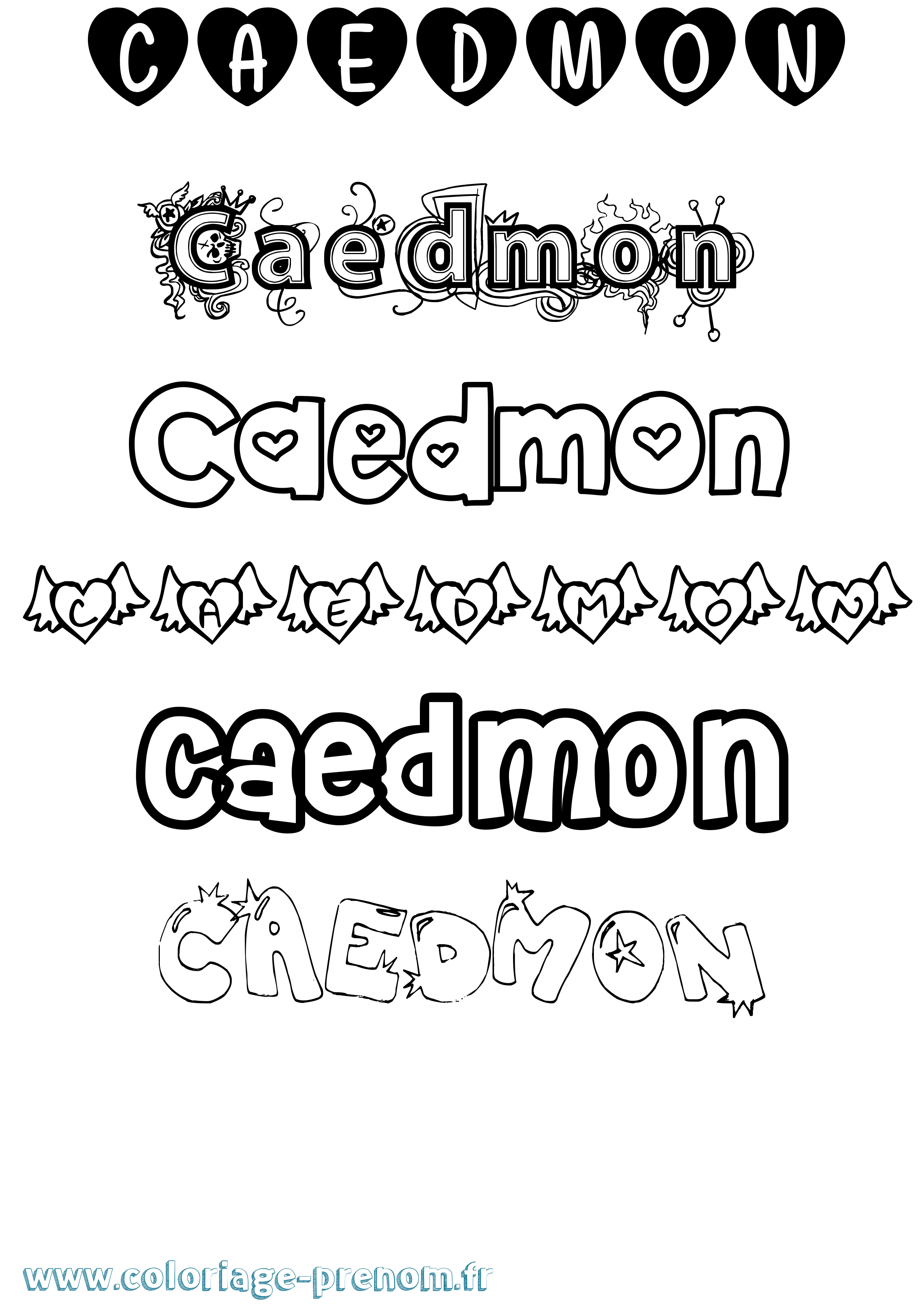 Coloriage prénom Caedmon Girly