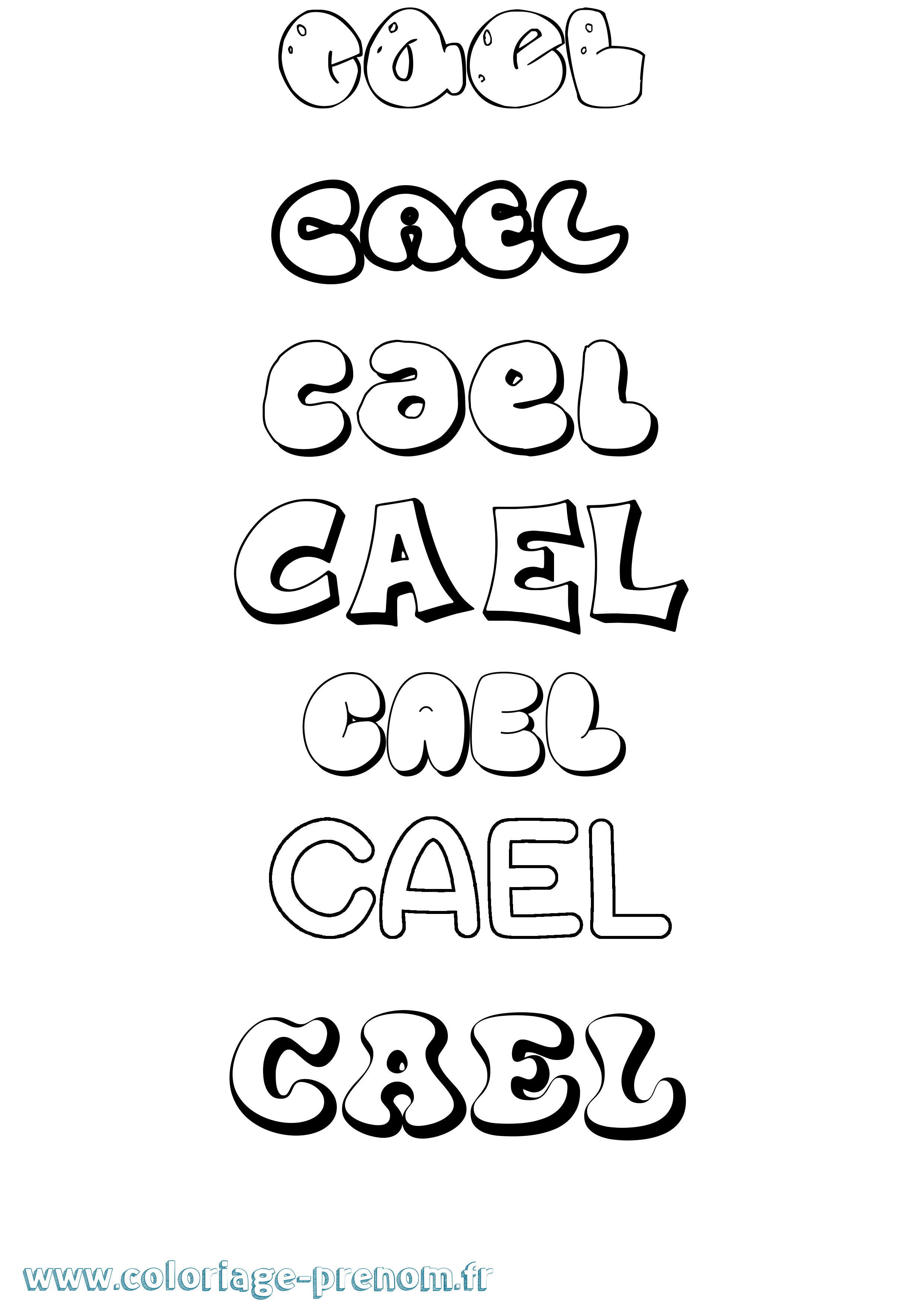 Coloriage prénom Cael Bubble