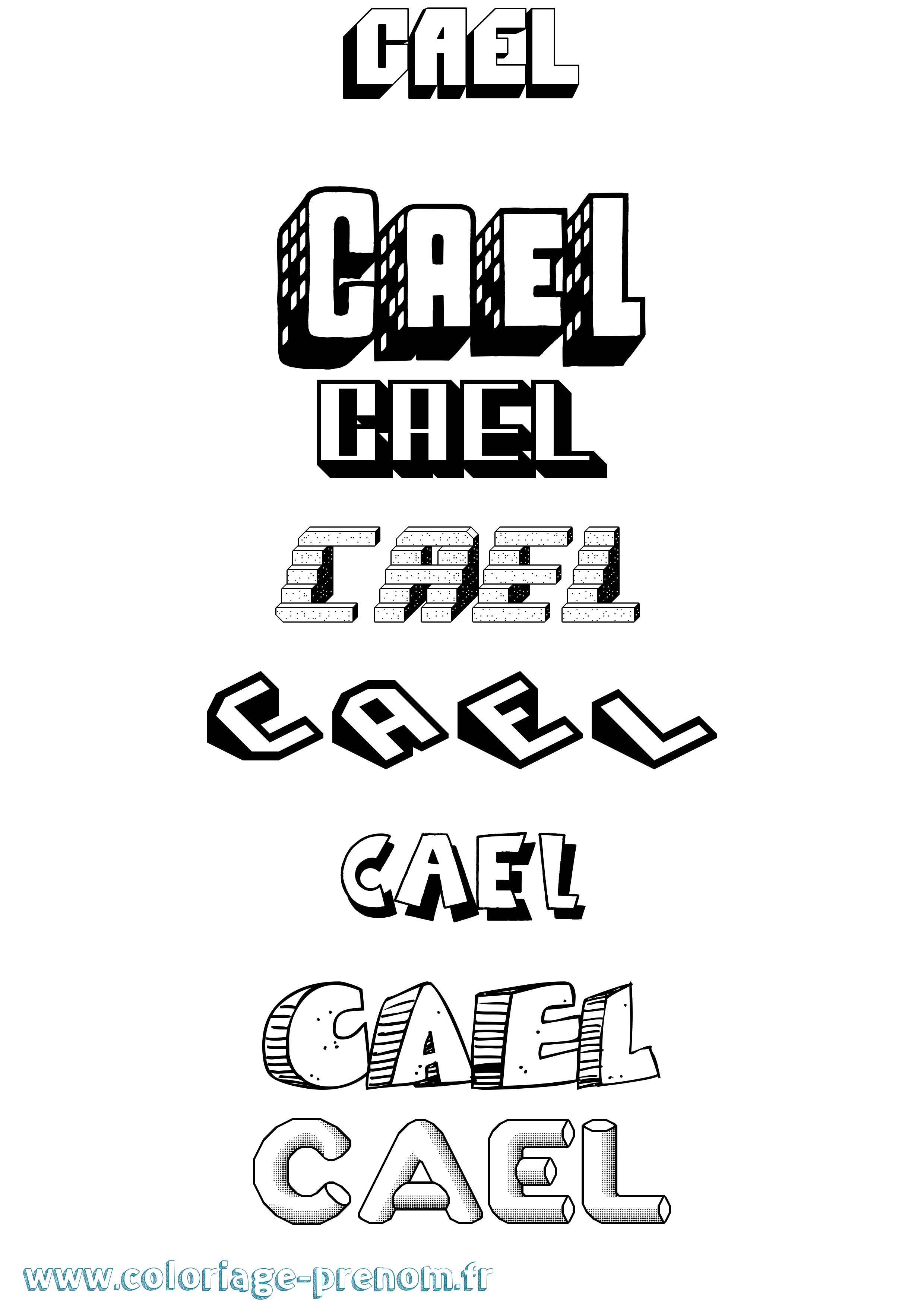 Coloriage prénom Cael Effet 3D