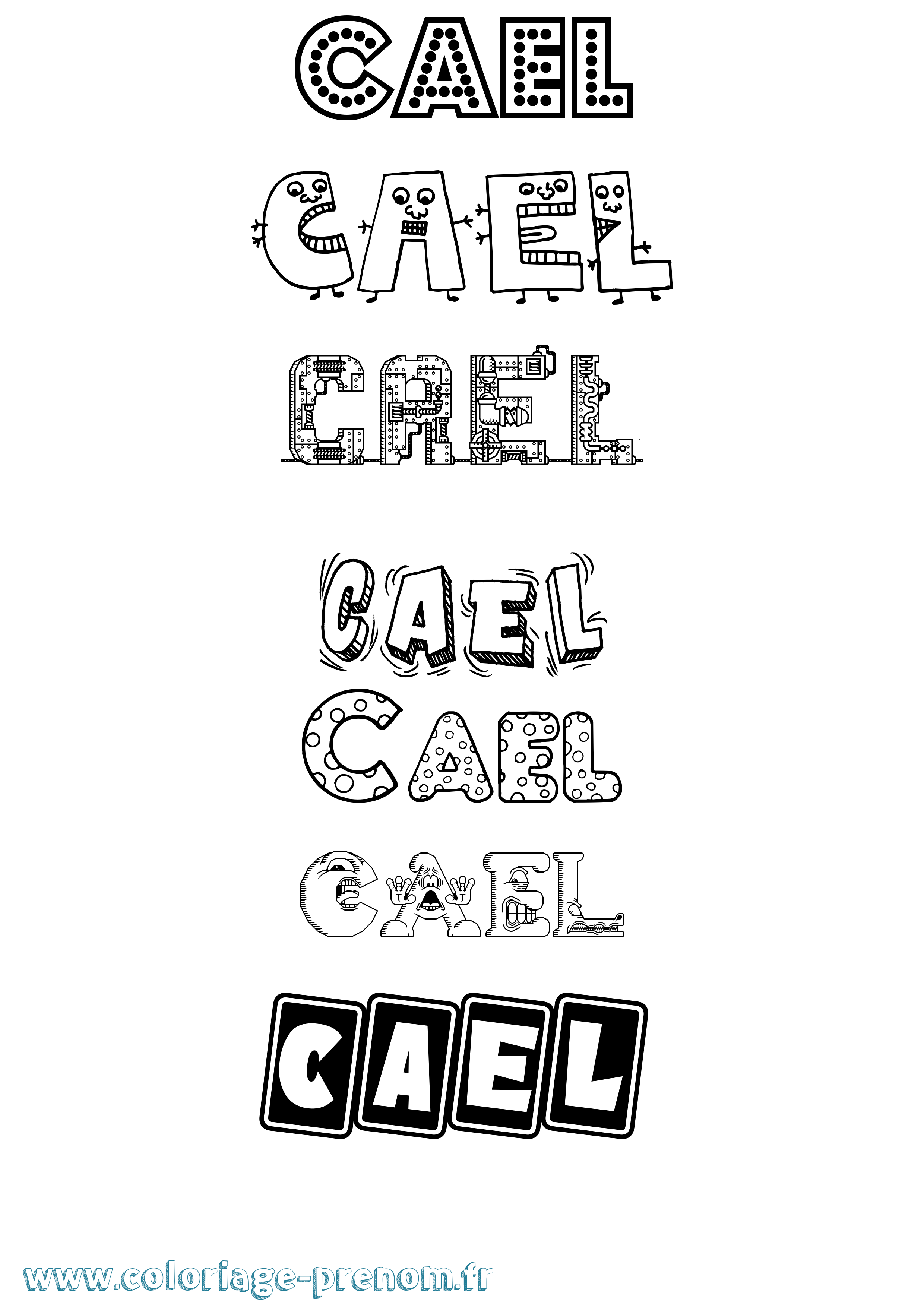 Coloriage prénom Cael Fun