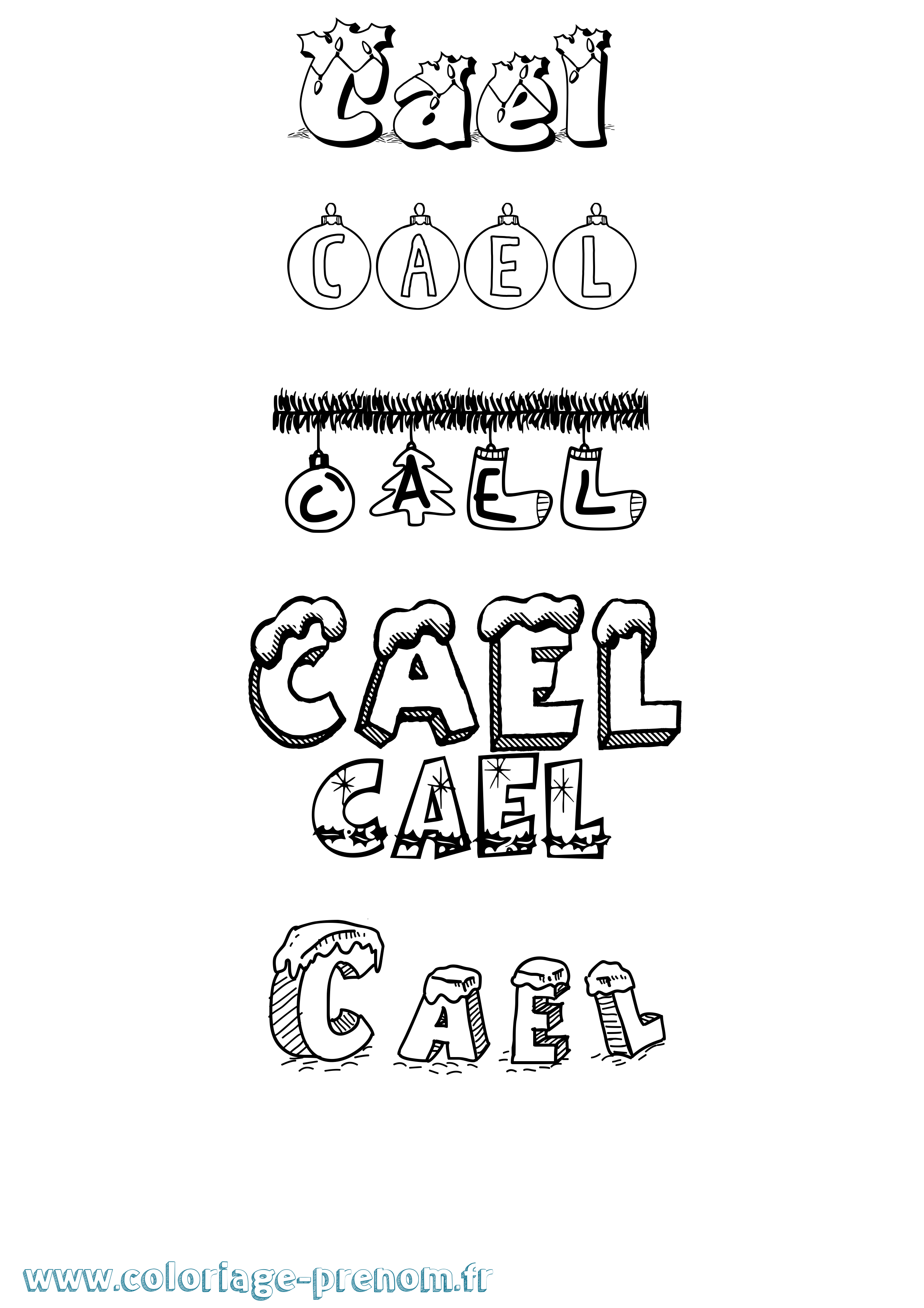 Coloriage Cael Noël Coloriage prénom Cael Noël
