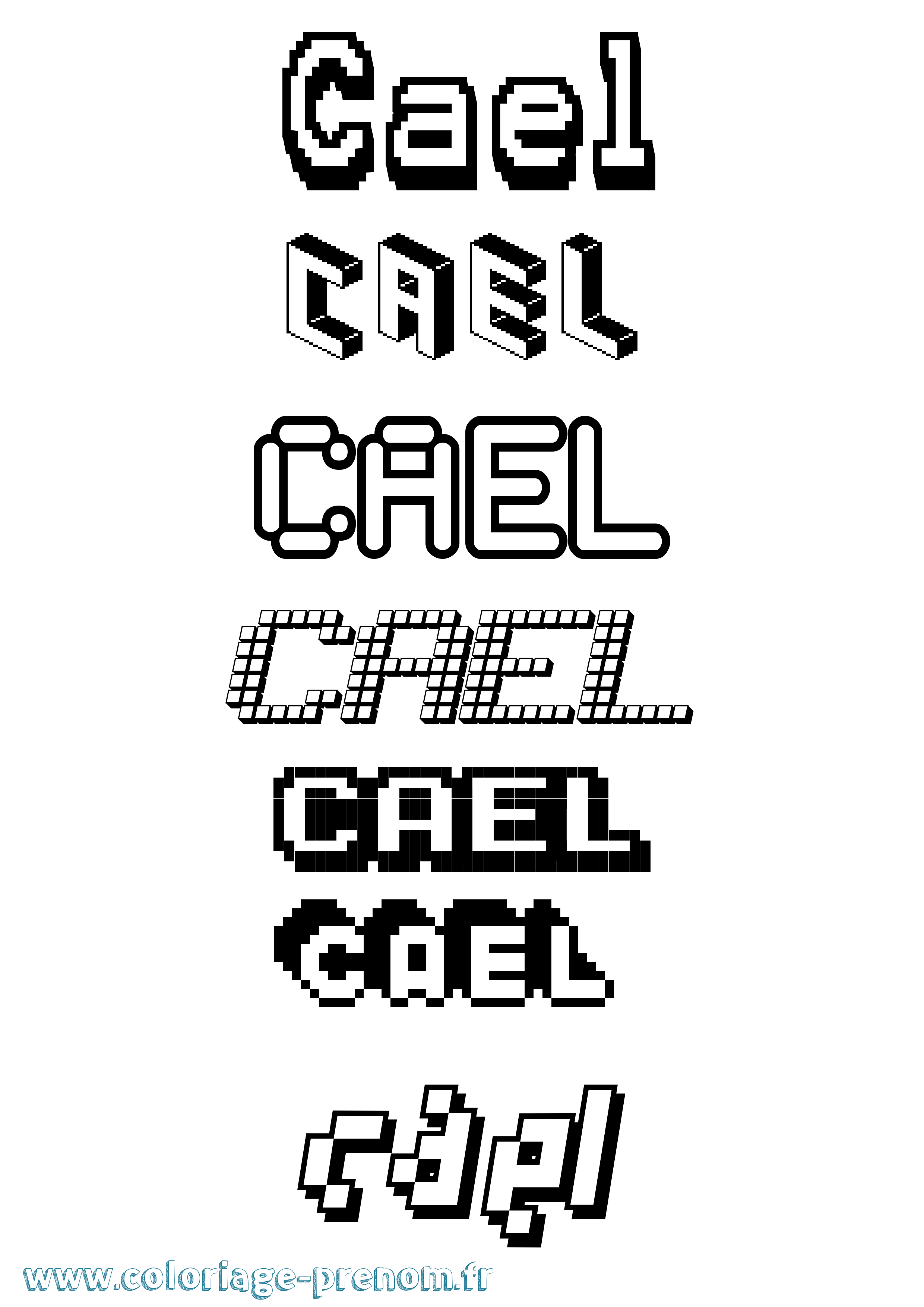 Coloriage prénom Cael Pixel