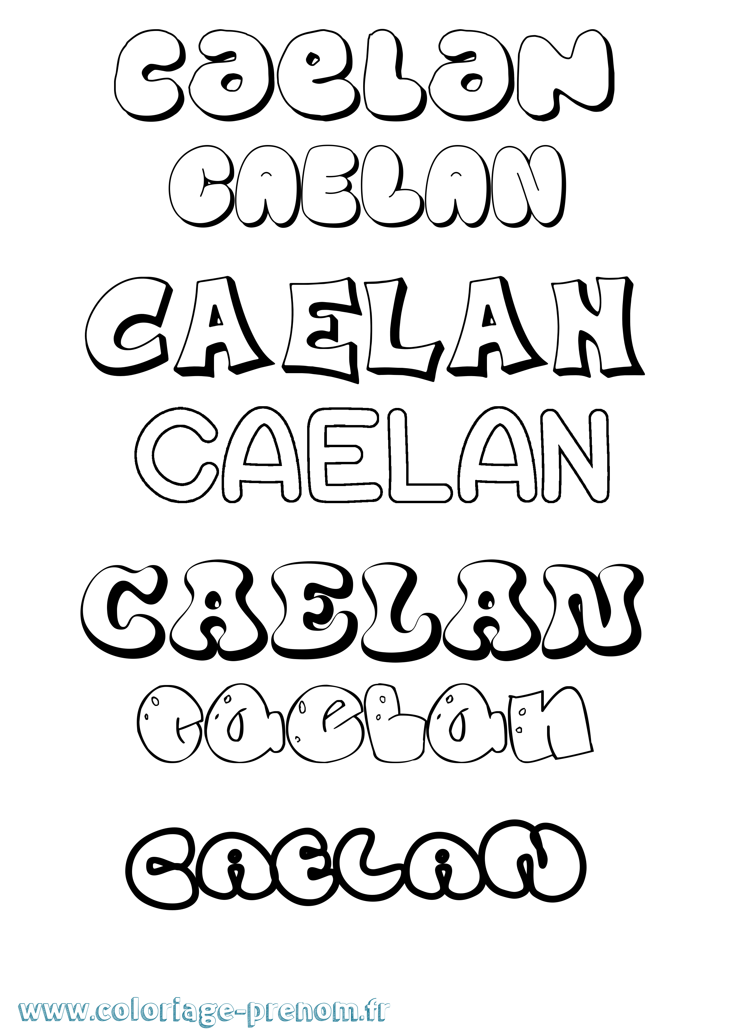 Coloriage Caelan Bubble Coloriage prénom Caelan Bubble