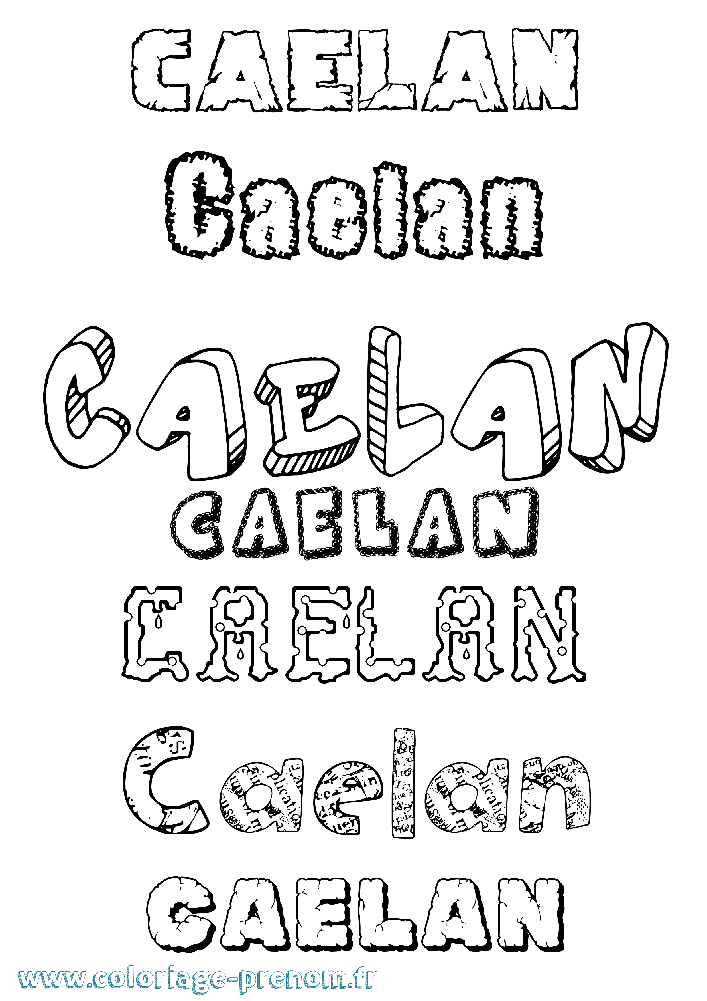 Coloriage prénom Caelan Destructuré