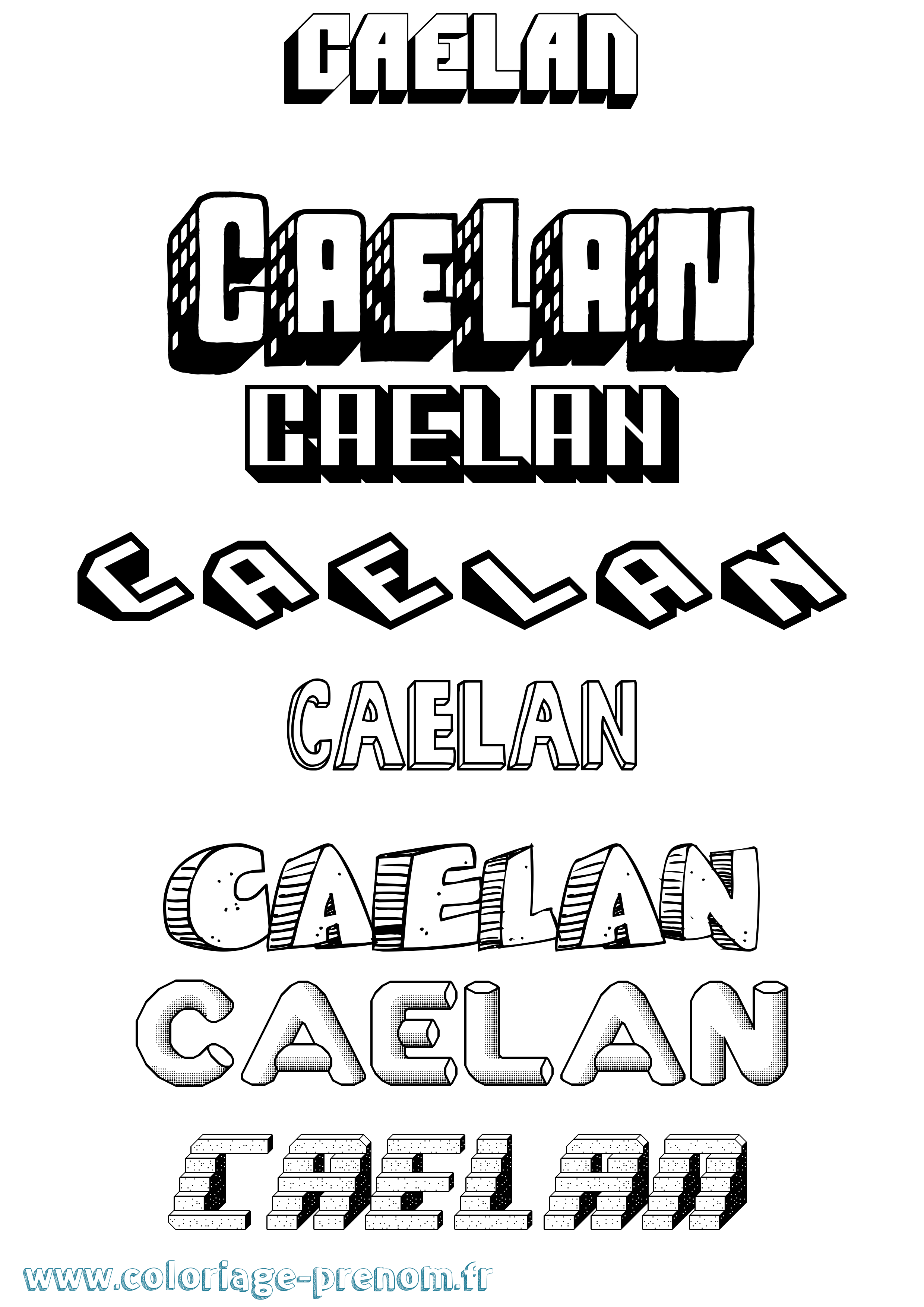Coloriage Caelan Effet 3D Coloriage prénom Caelan Effet 3D