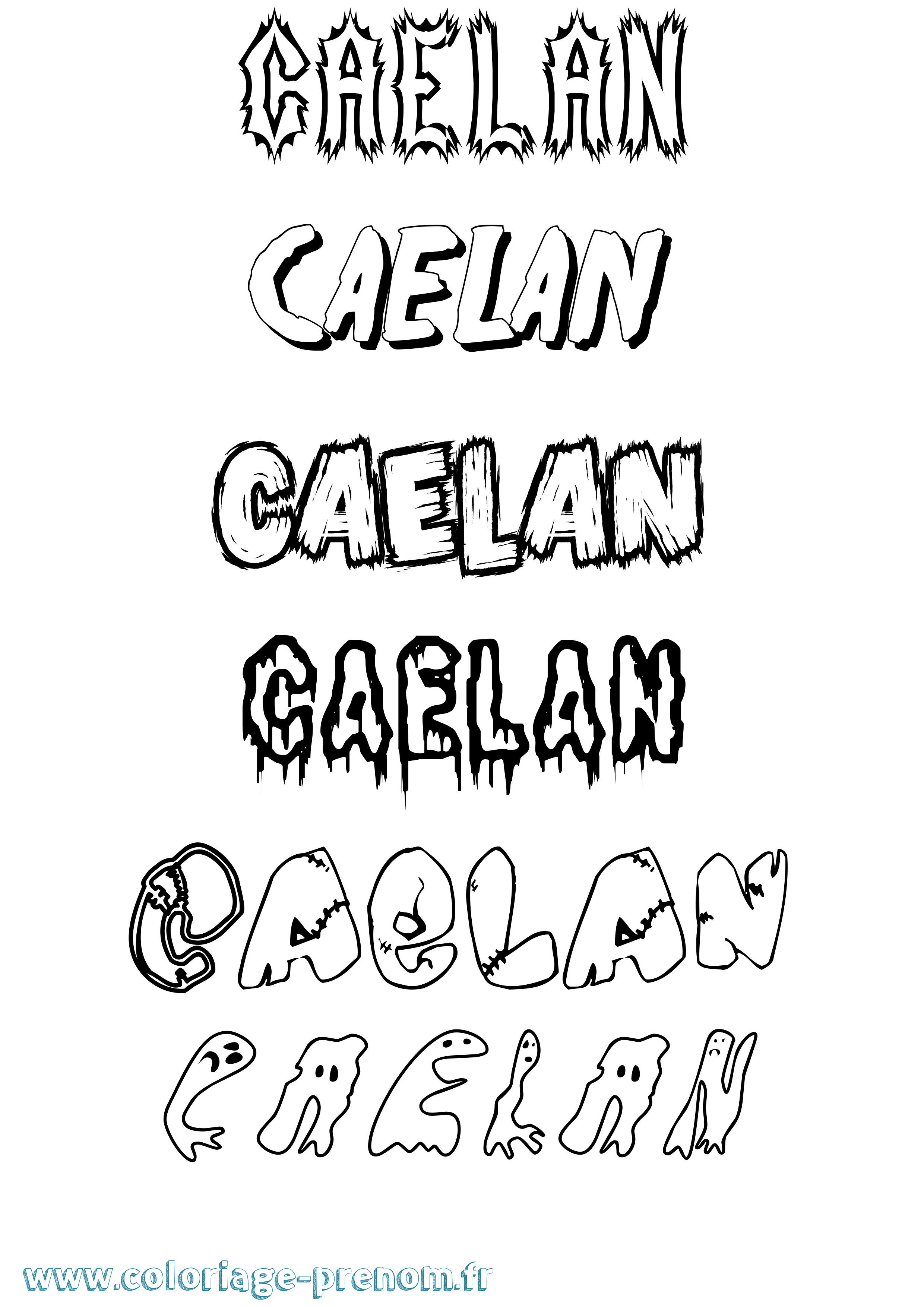 Coloriage prénom Caelan Frisson