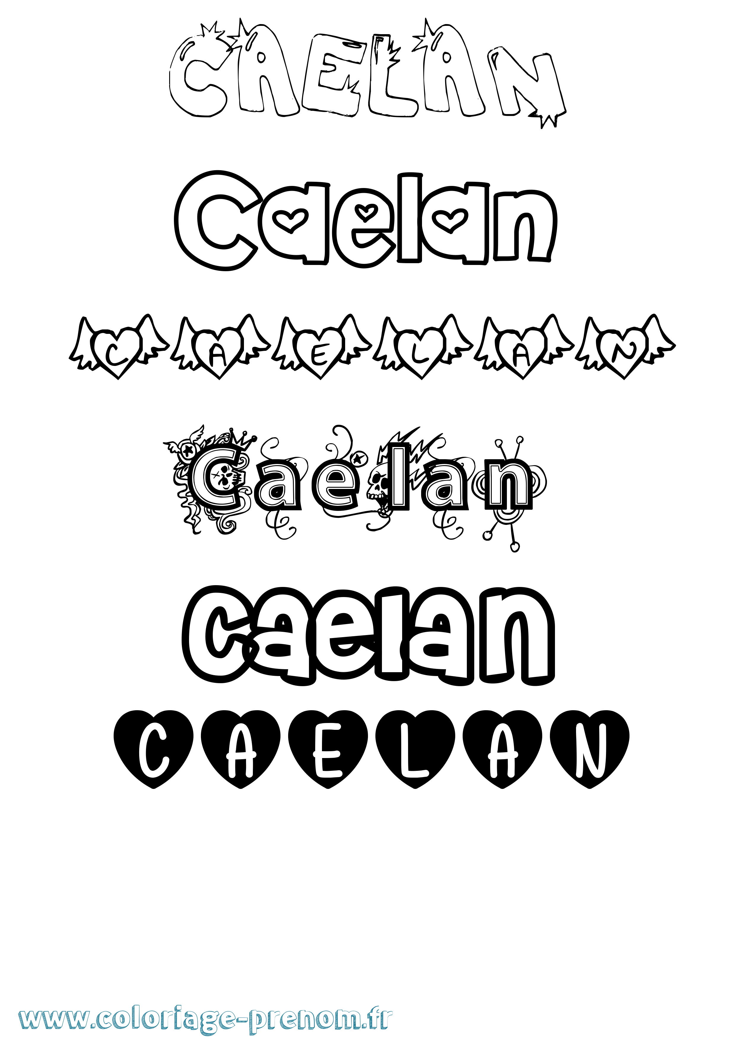 Coloriage prénom Caelan Girly