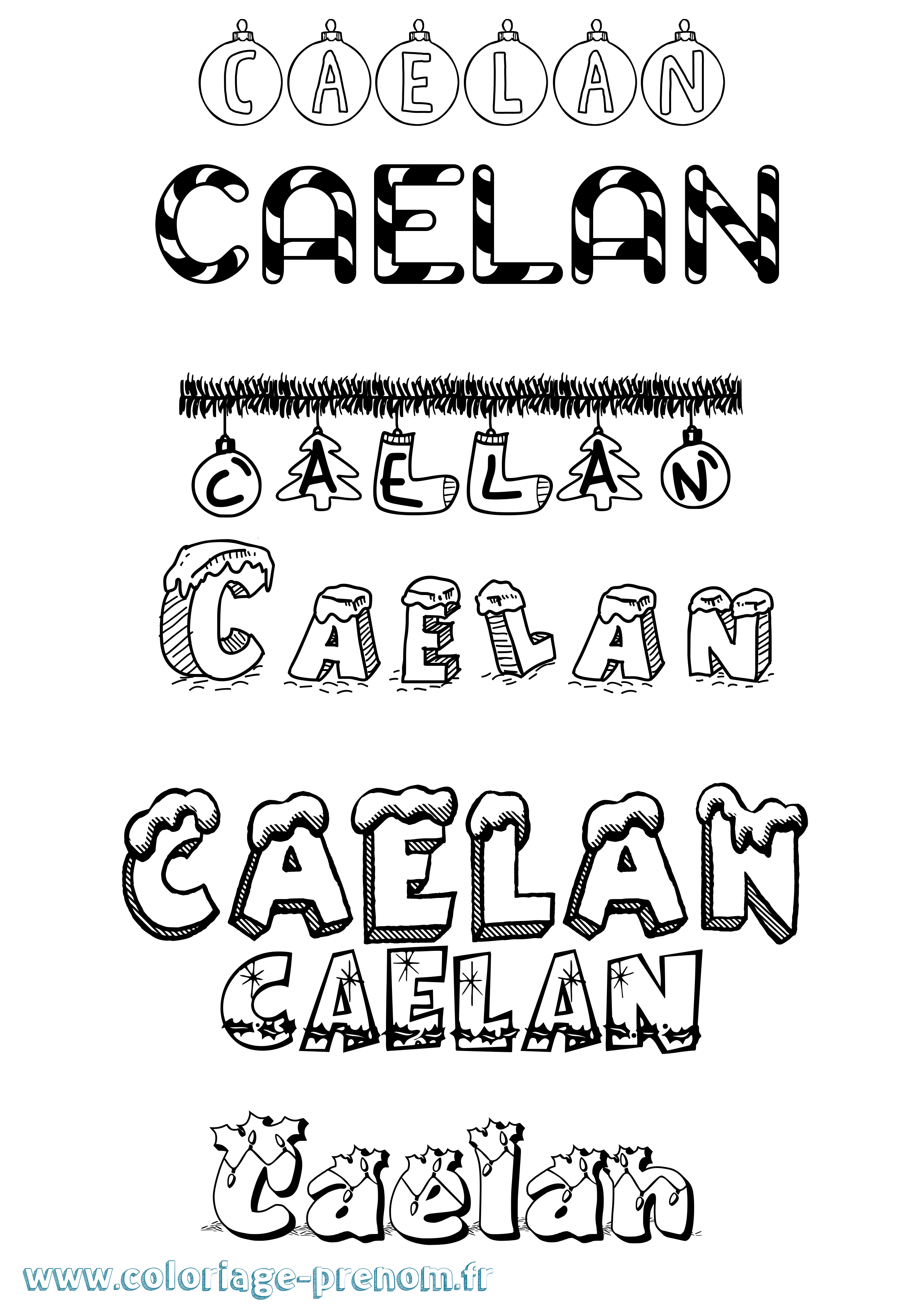 Coloriage prénom Caelan Noël