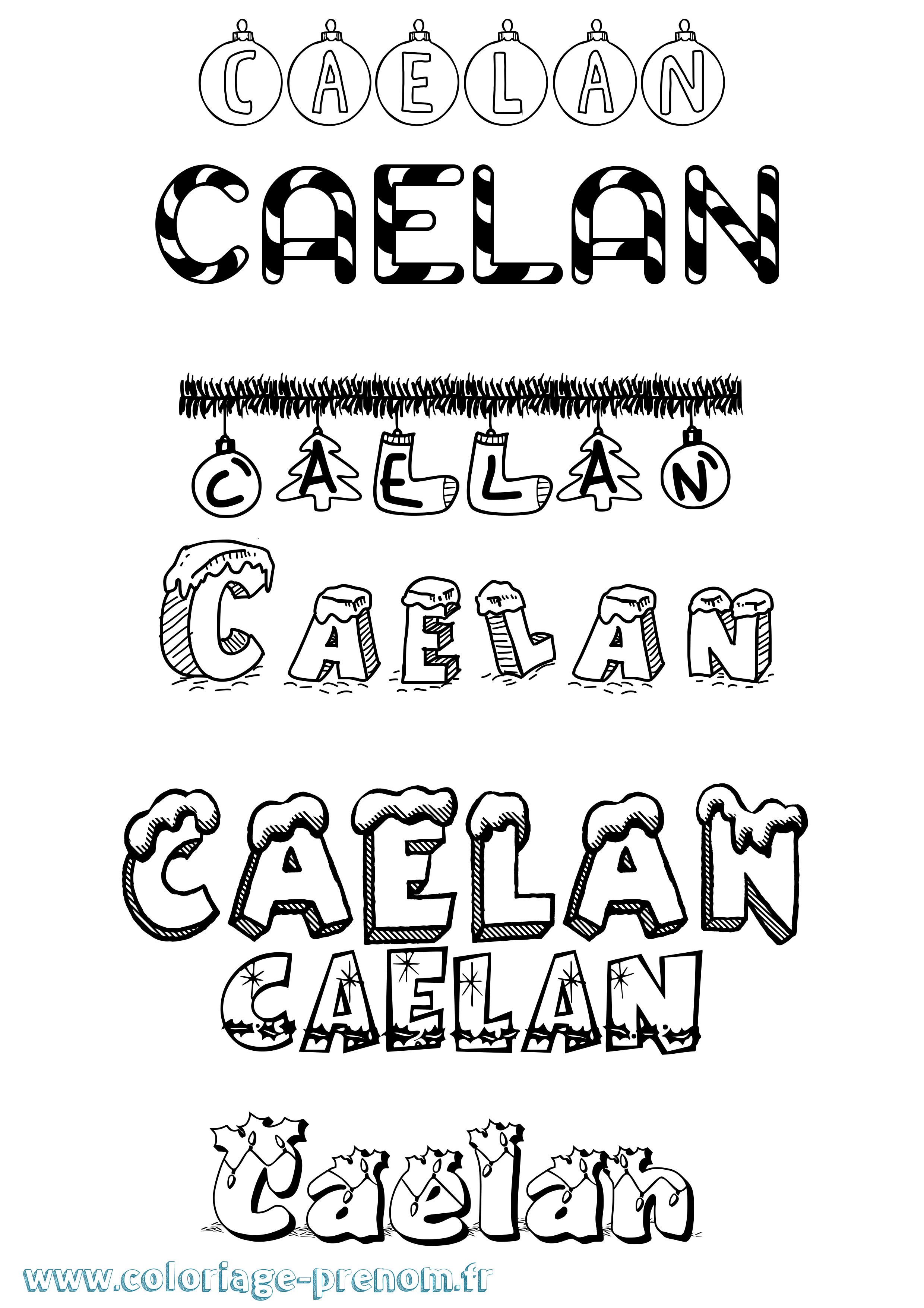 Coloriage Caelan Noël Coloriage prénom Caelan Noël