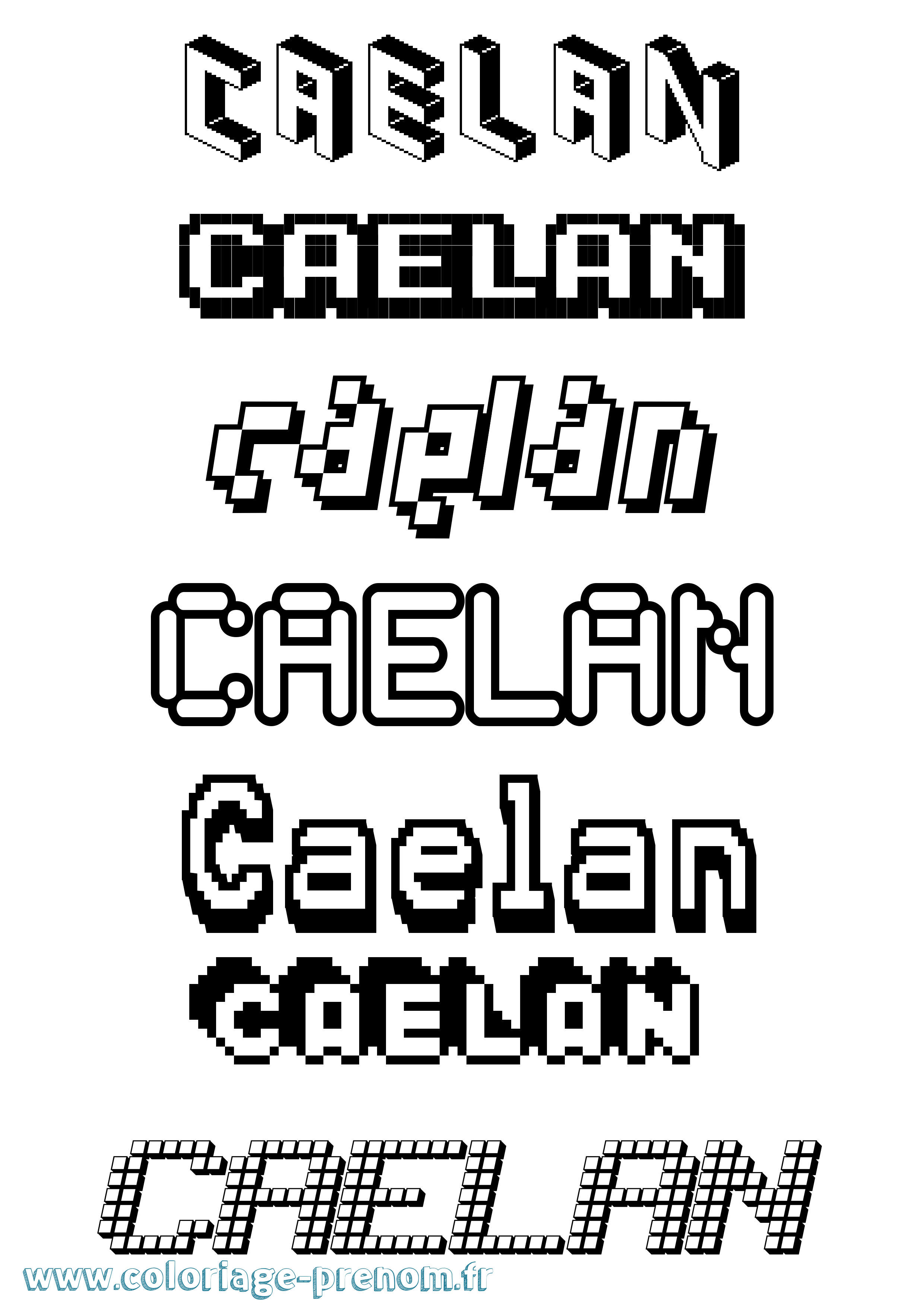 Coloriage prénom Caelan Pixel