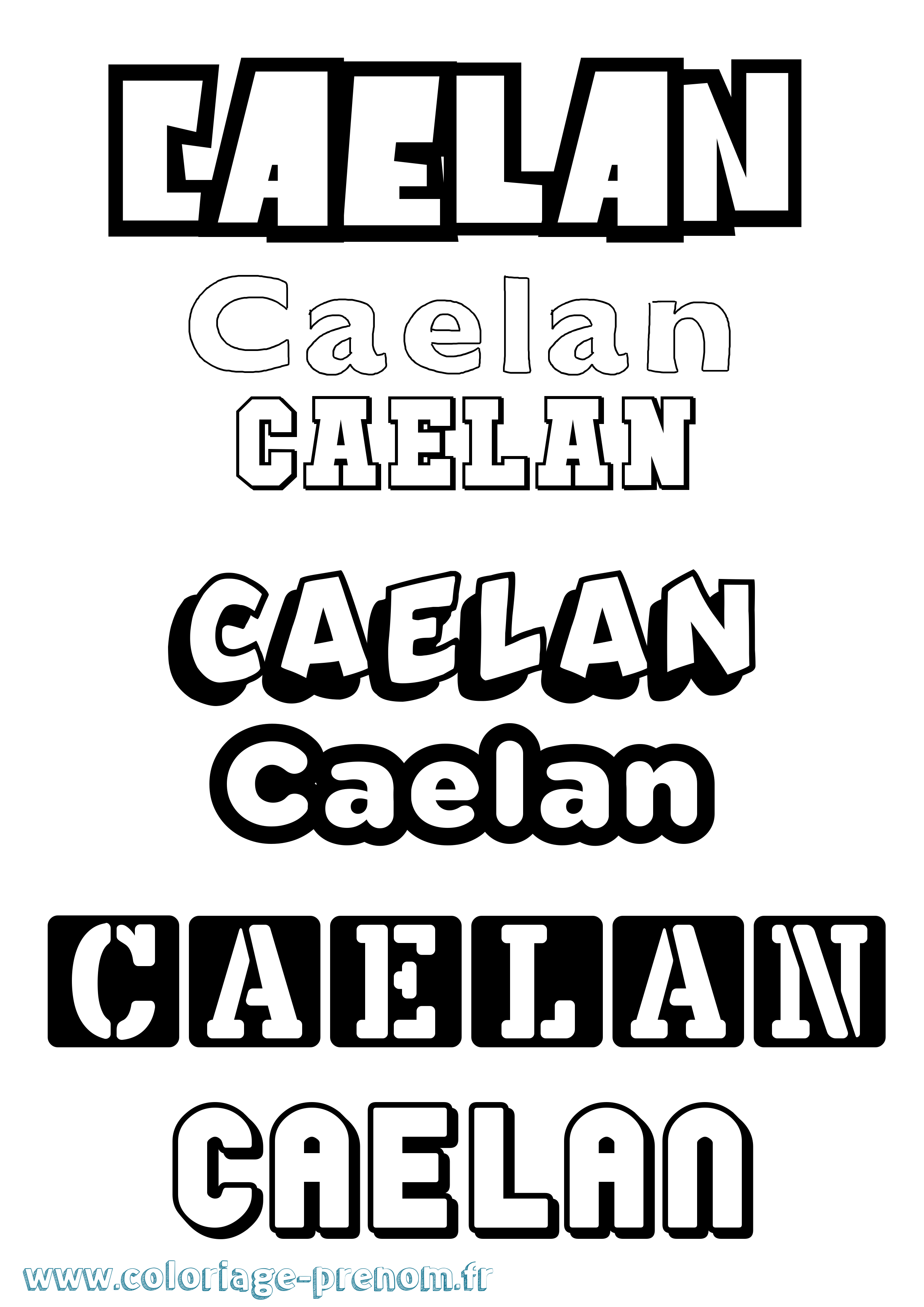 Coloriage prénom Caelan Simple