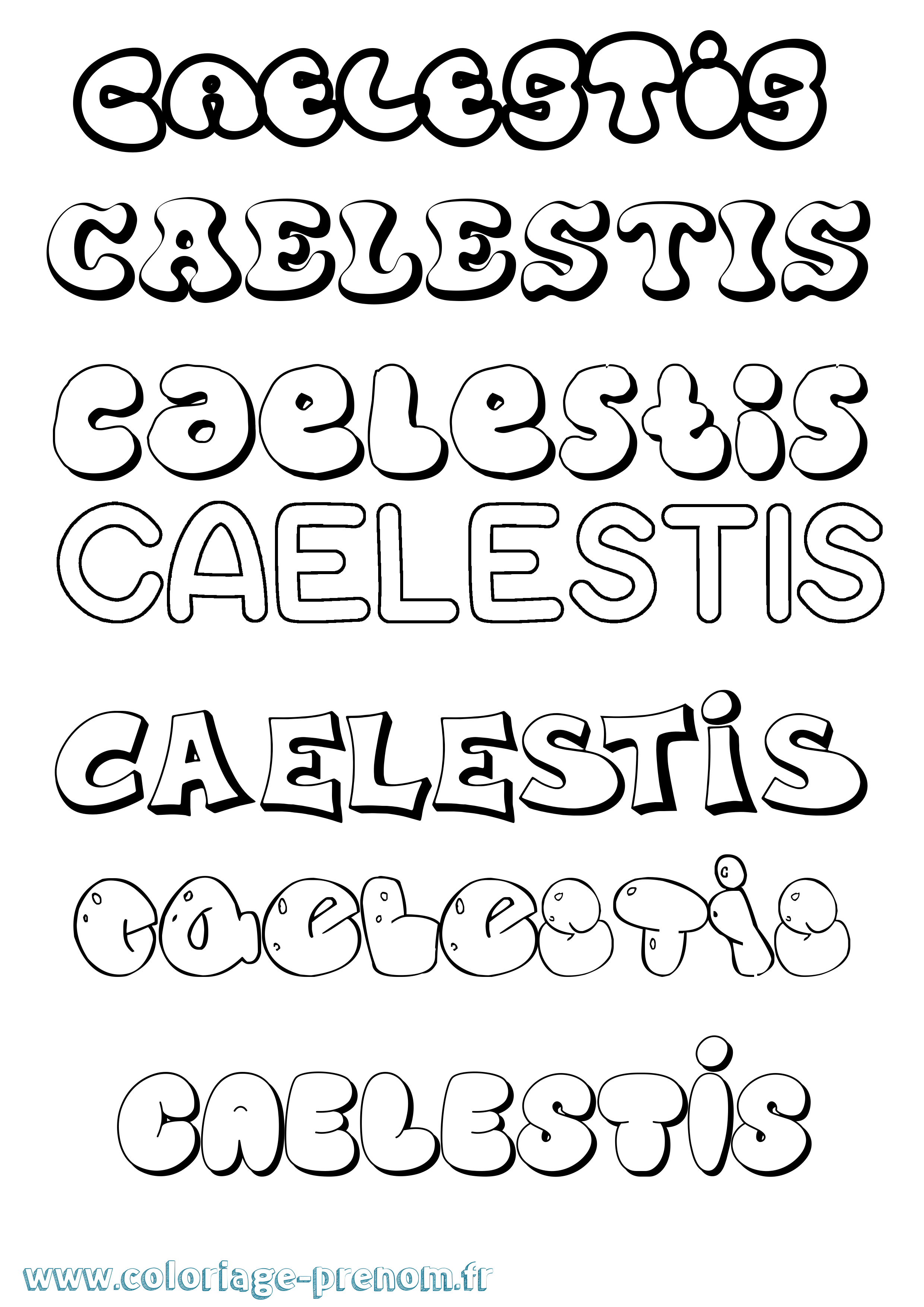 Coloriage Caelestis Bubble Coloriage prénom Caelestis Bubble