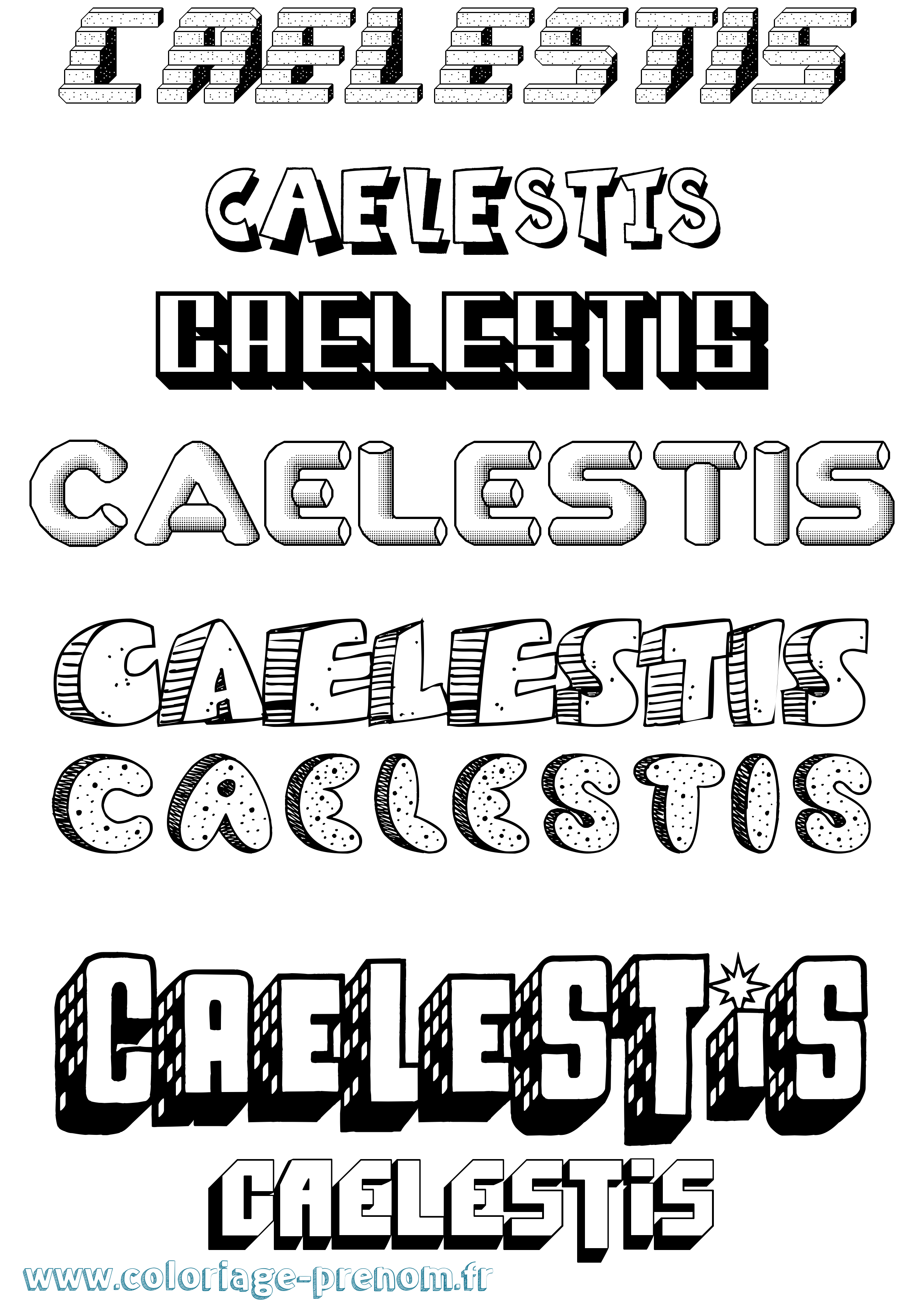 Coloriage prénom Caelestis Effet 3D