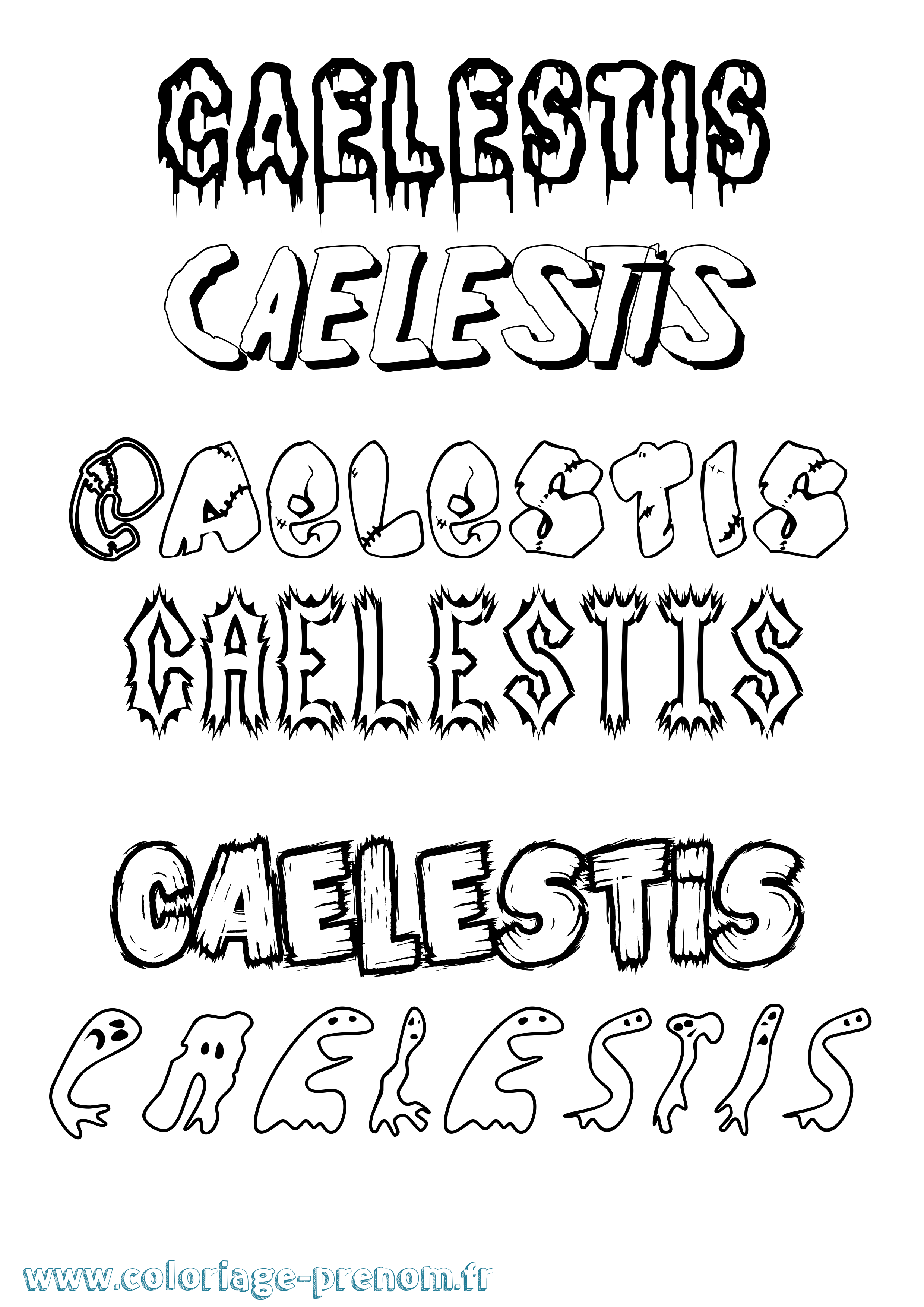 Coloriage Caelestis Frisson Coloriage prénom Caelestis Frisson