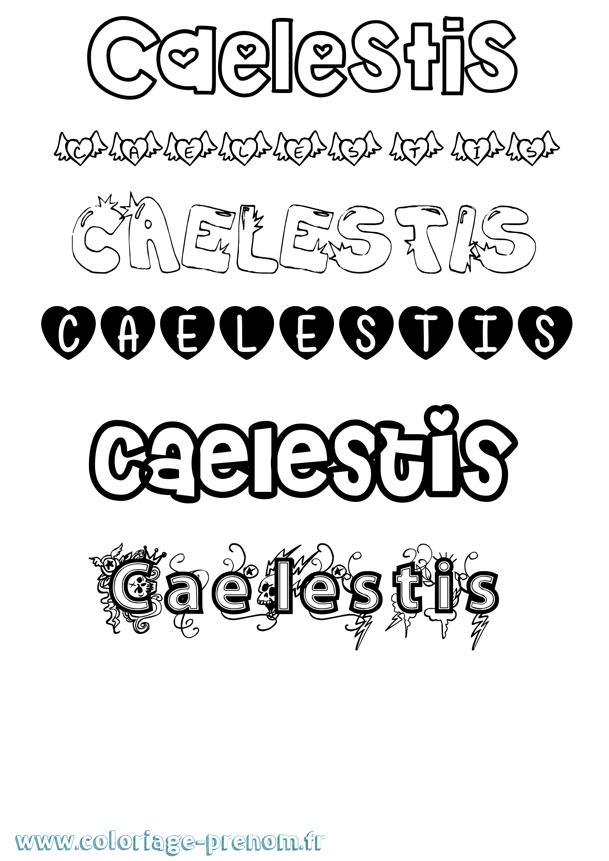 Coloriage Caelestis Girly Coloriage prénom Caelestis Girly