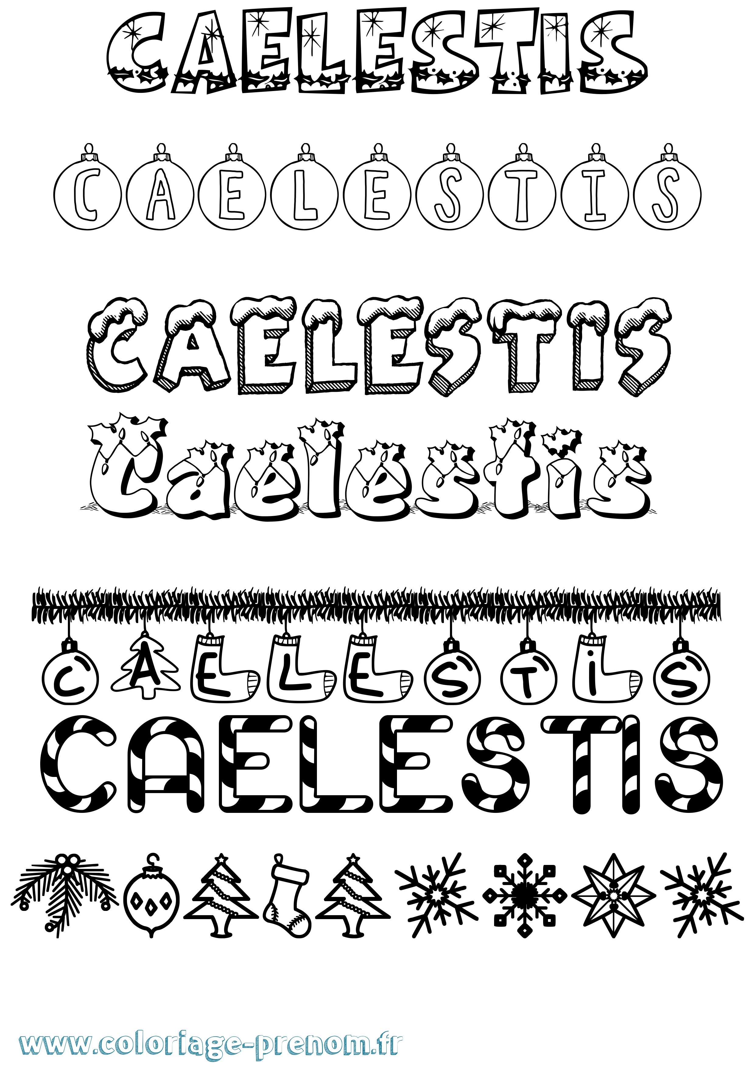 Coloriage prénom Caelestis Noël
