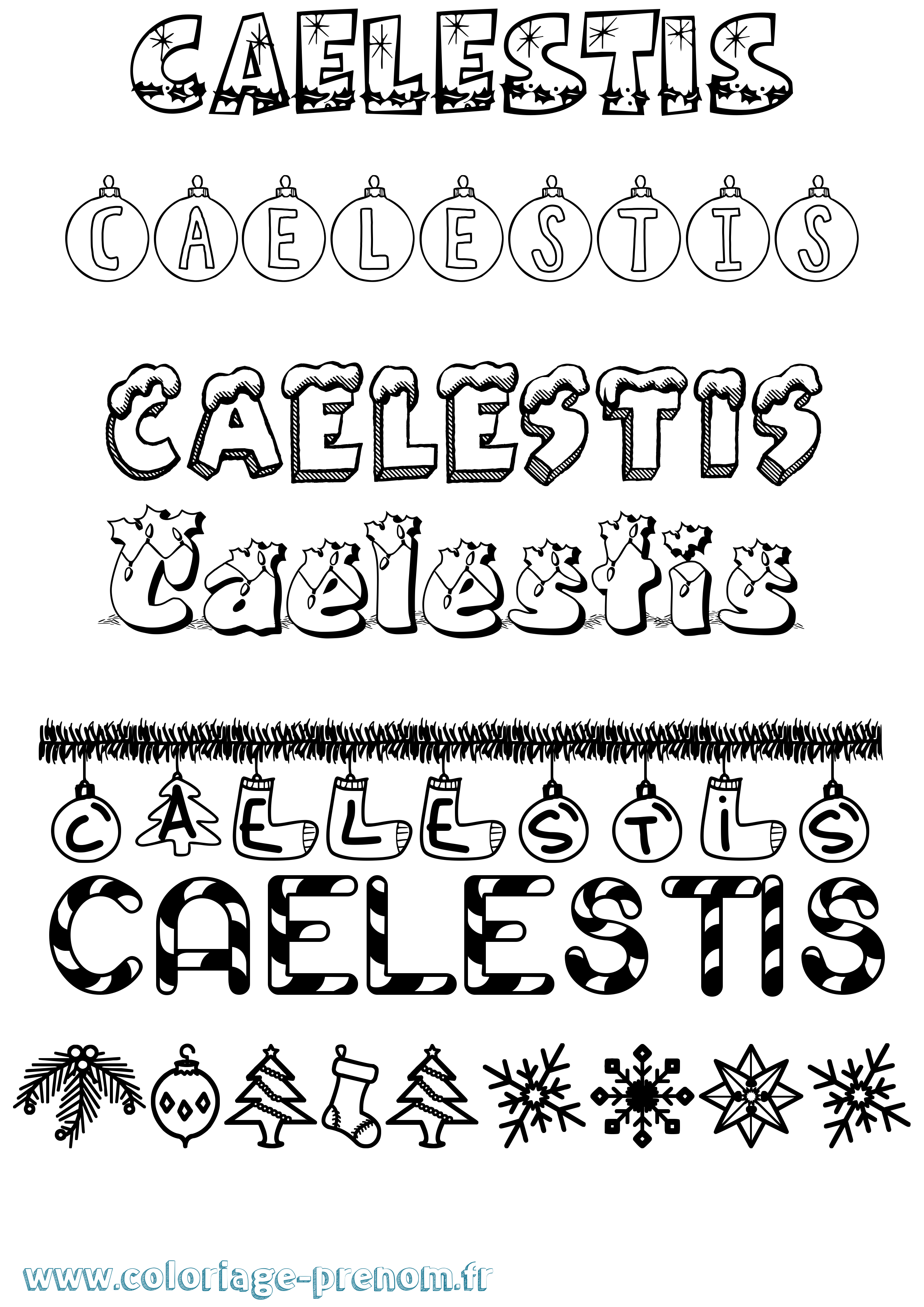 Coloriage Caelestis Noël Coloriage prénom Caelestis Noël