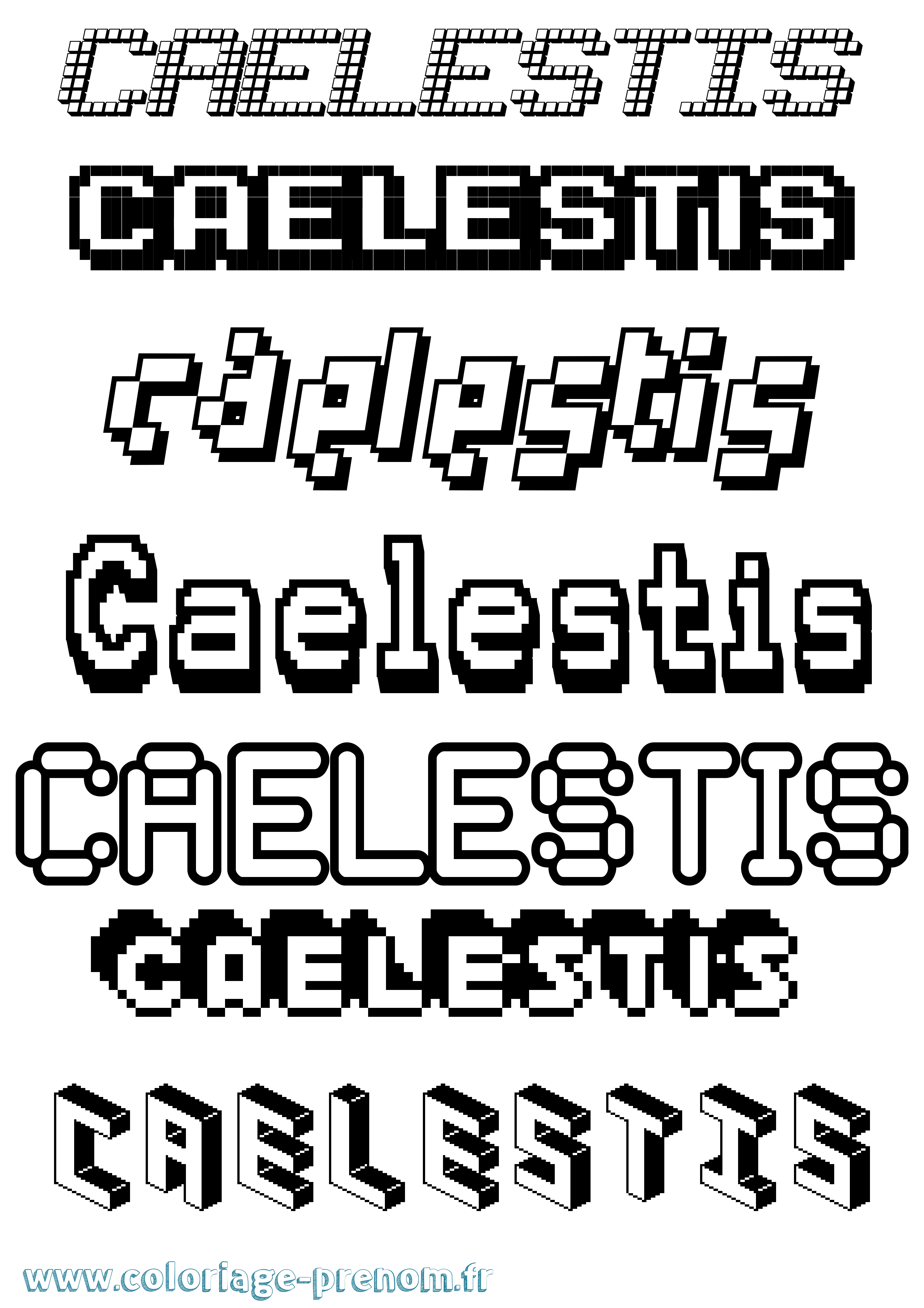 Coloriage prénom Caelestis Pixel