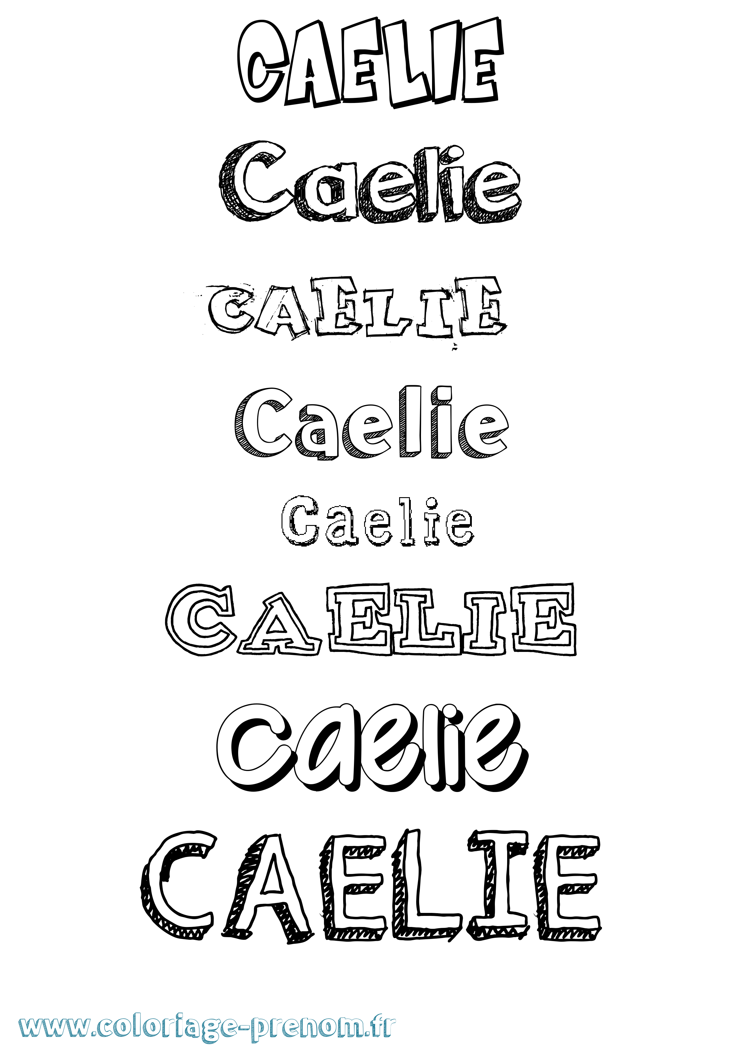 Coloriage prénom Caelie Dessiné