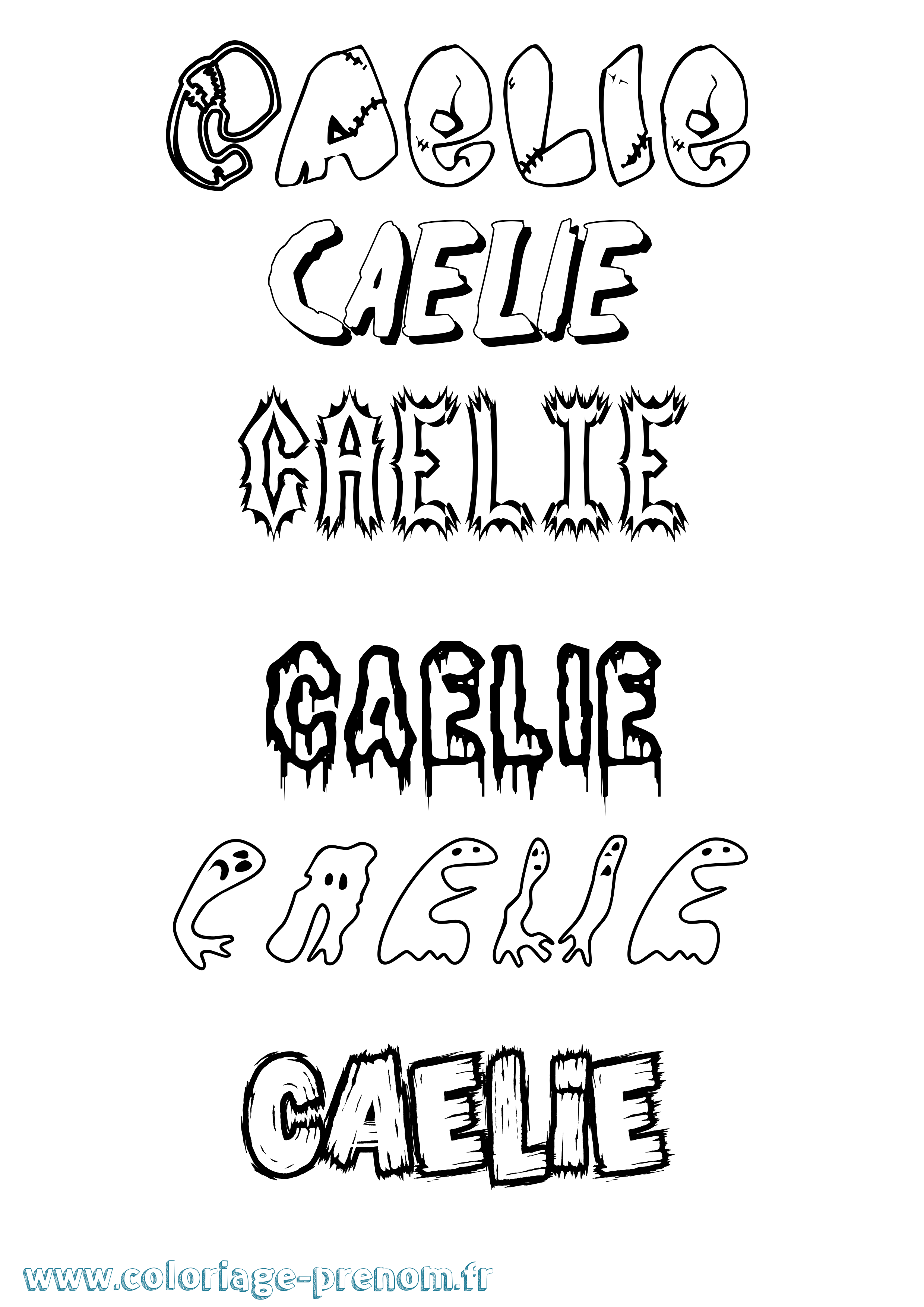 Coloriage prénom Caelie Frisson