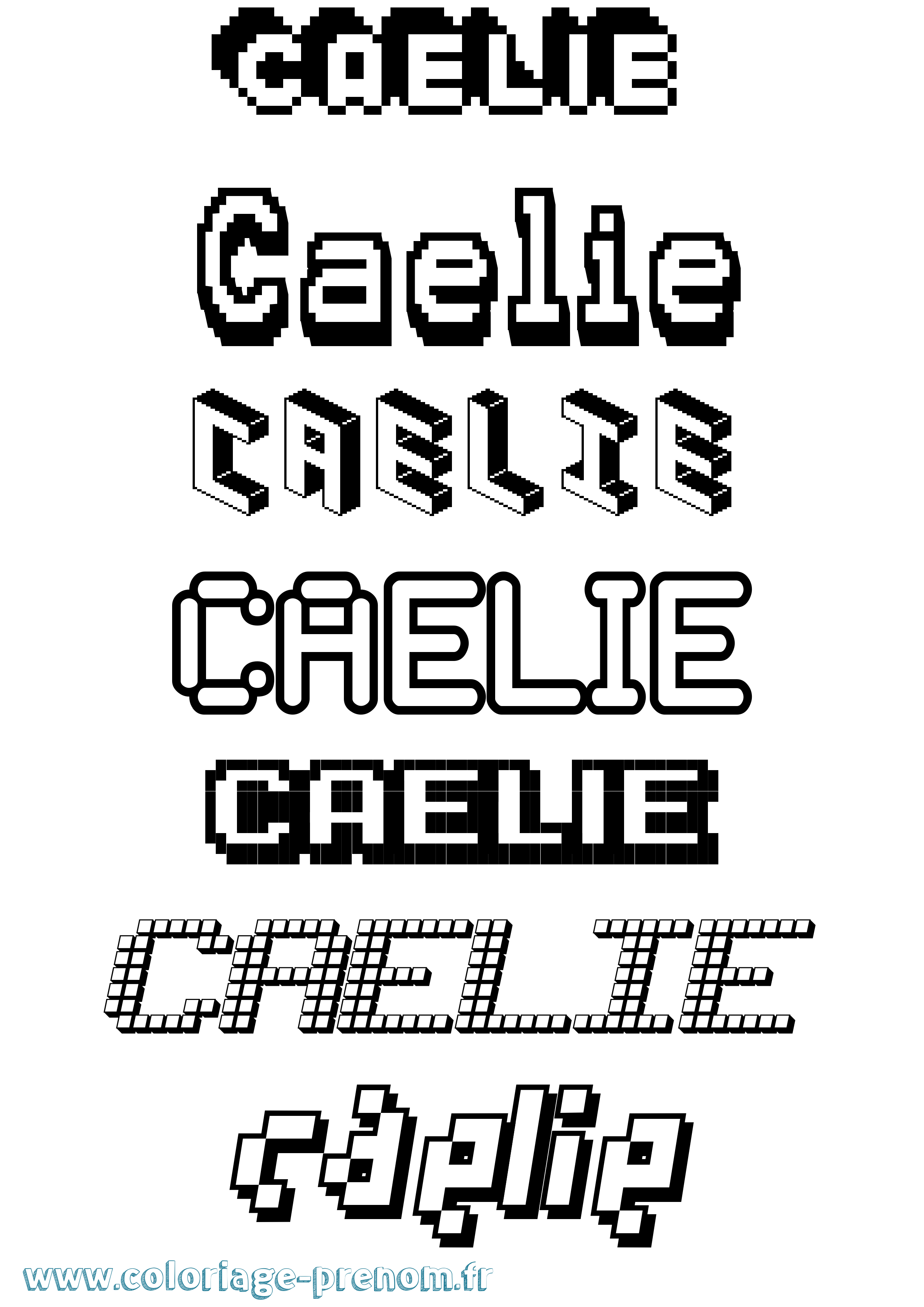Coloriage prénom Caelie Pixel