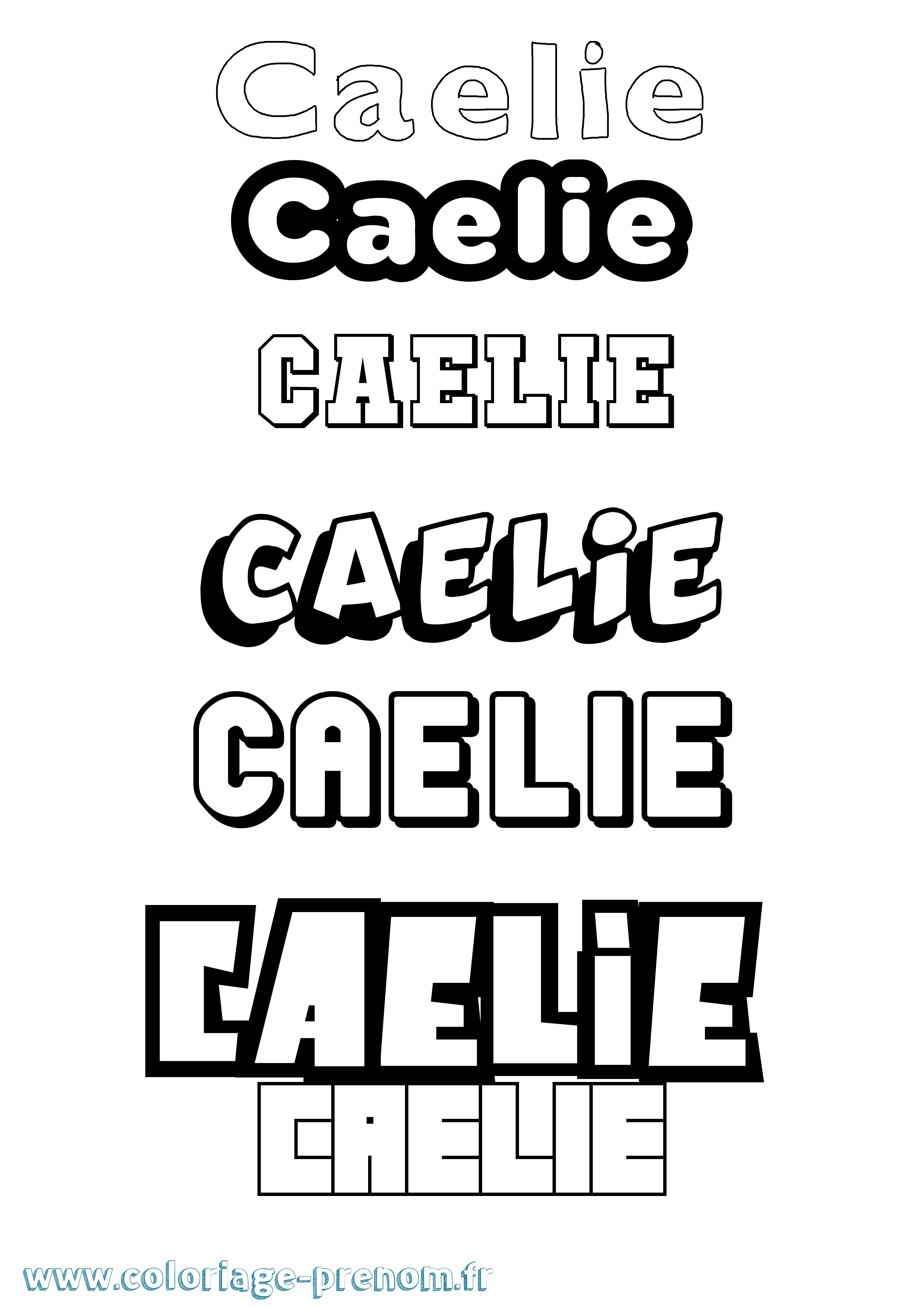 Coloriage prénom Caelie Simple