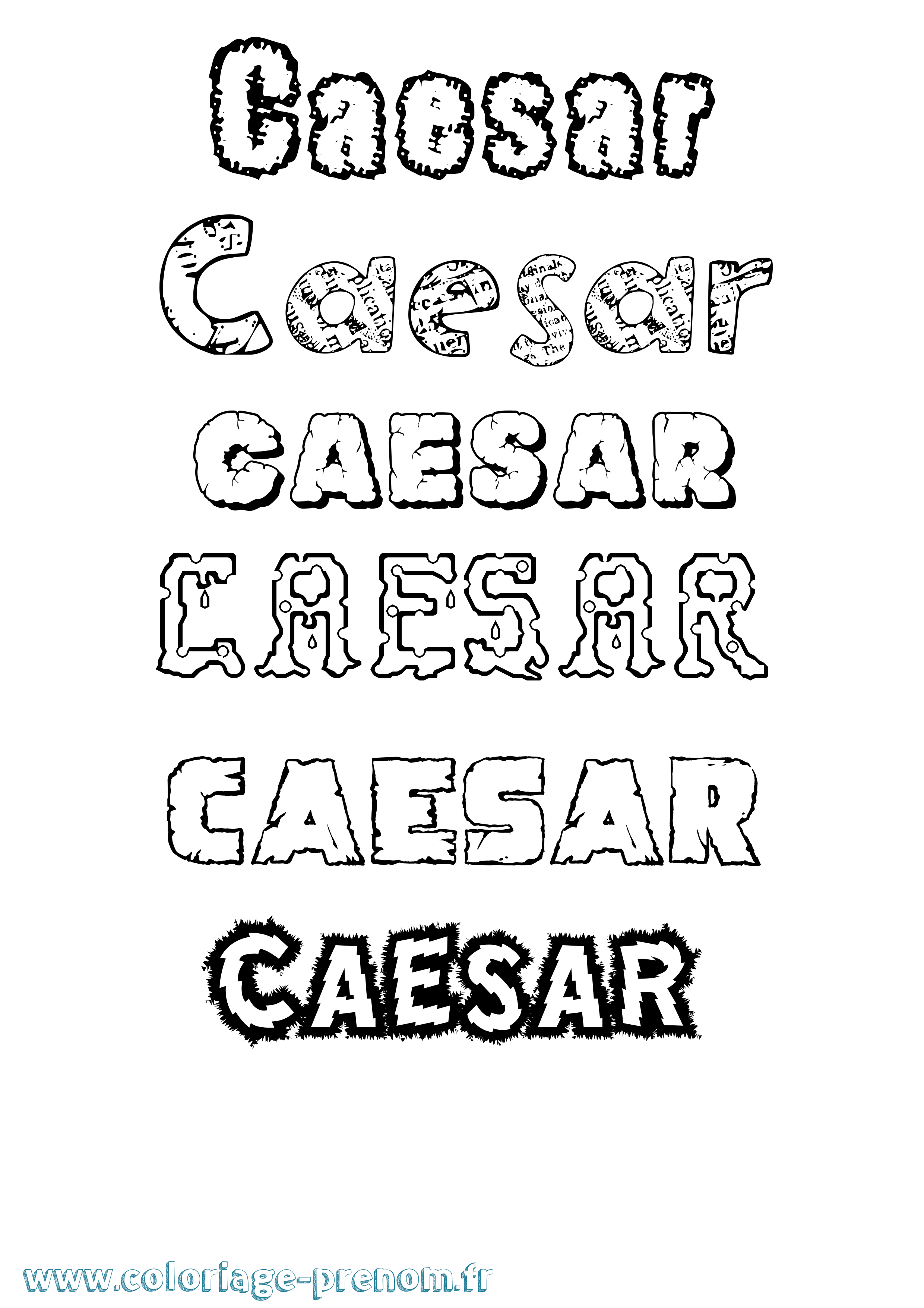 Coloriage prénom Caesar Destructuré