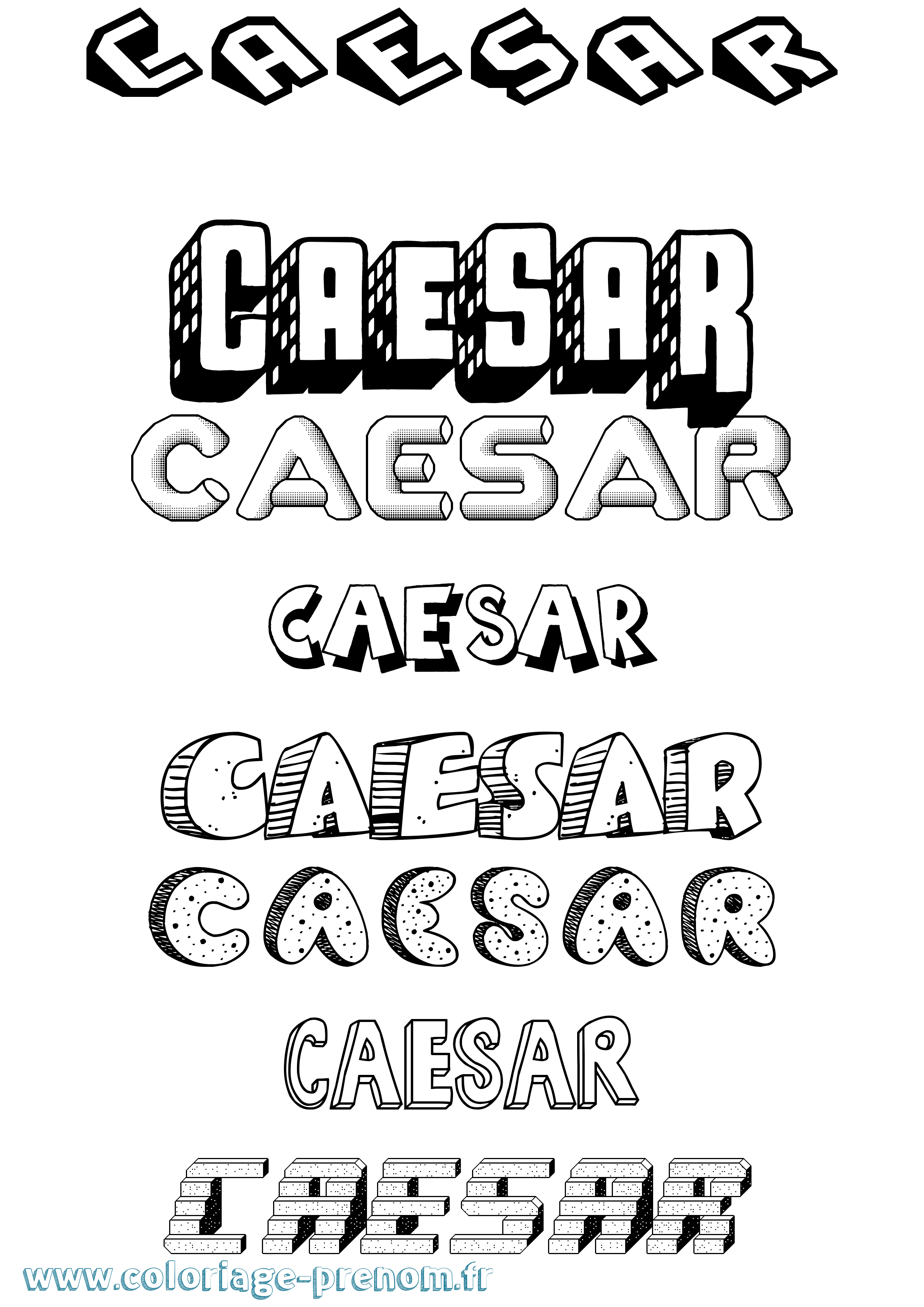 Coloriage prénom Caesar Effet 3D