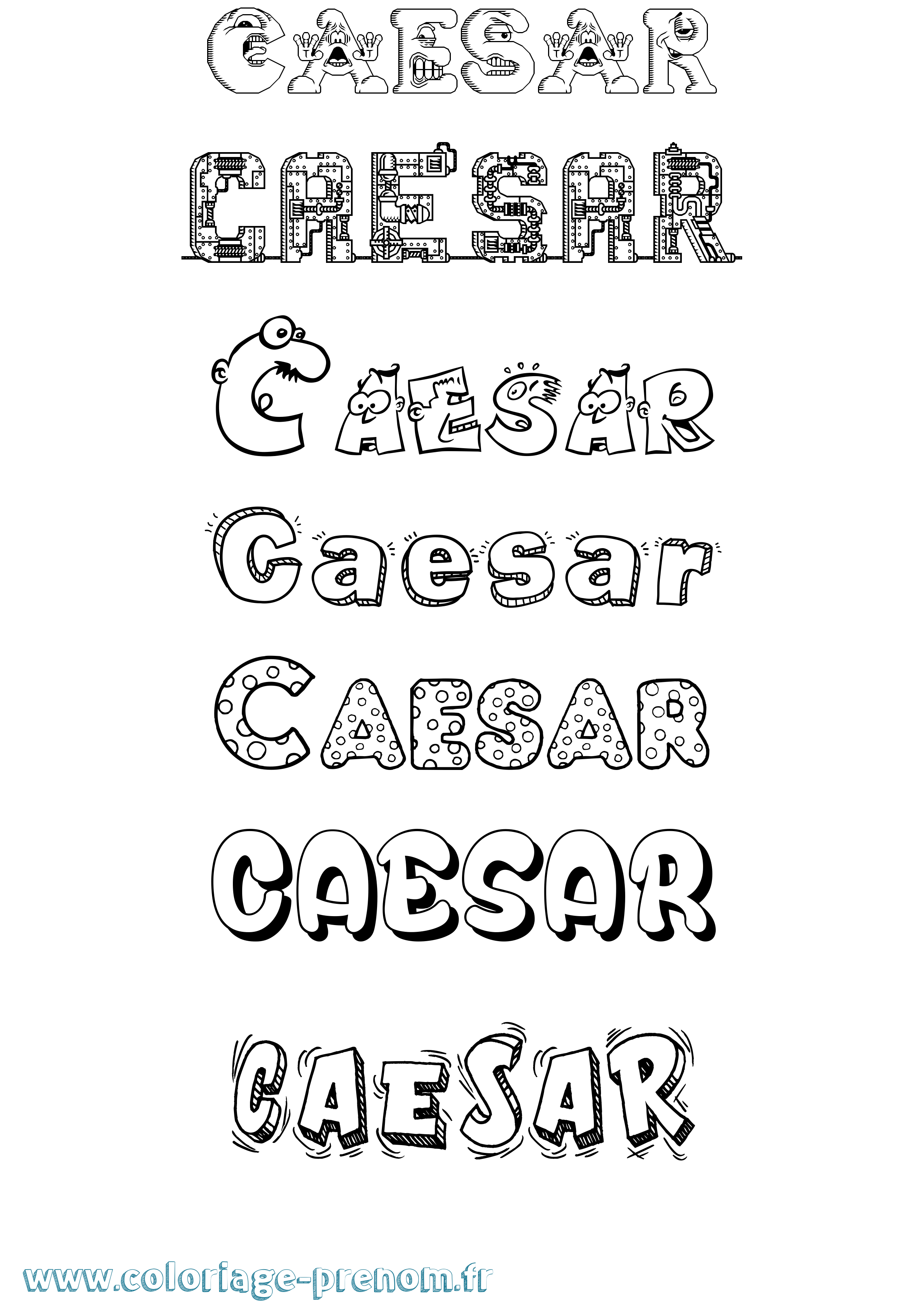 Coloriage prénom Caesar Fun