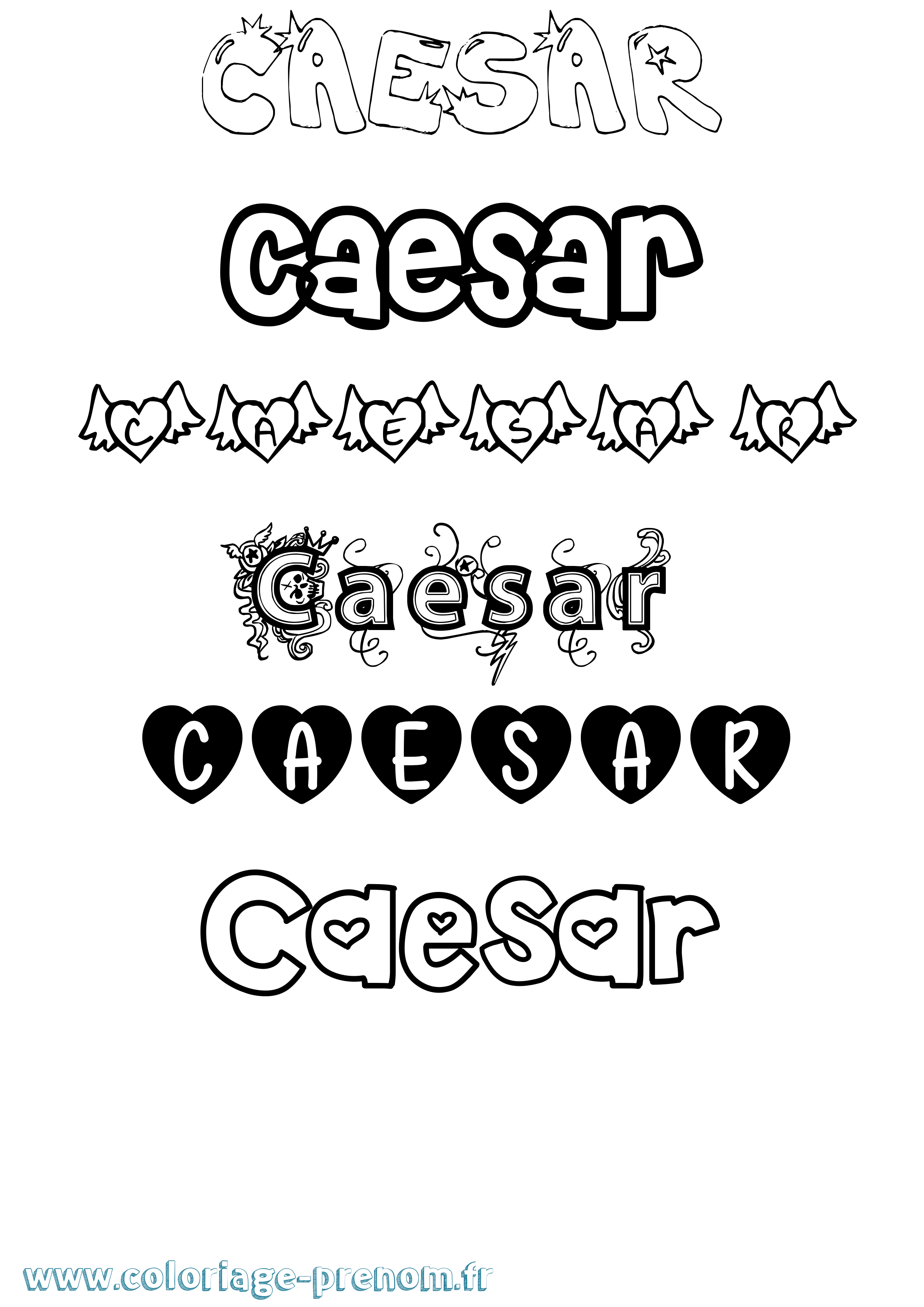 Coloriage prénom Caesar Girly