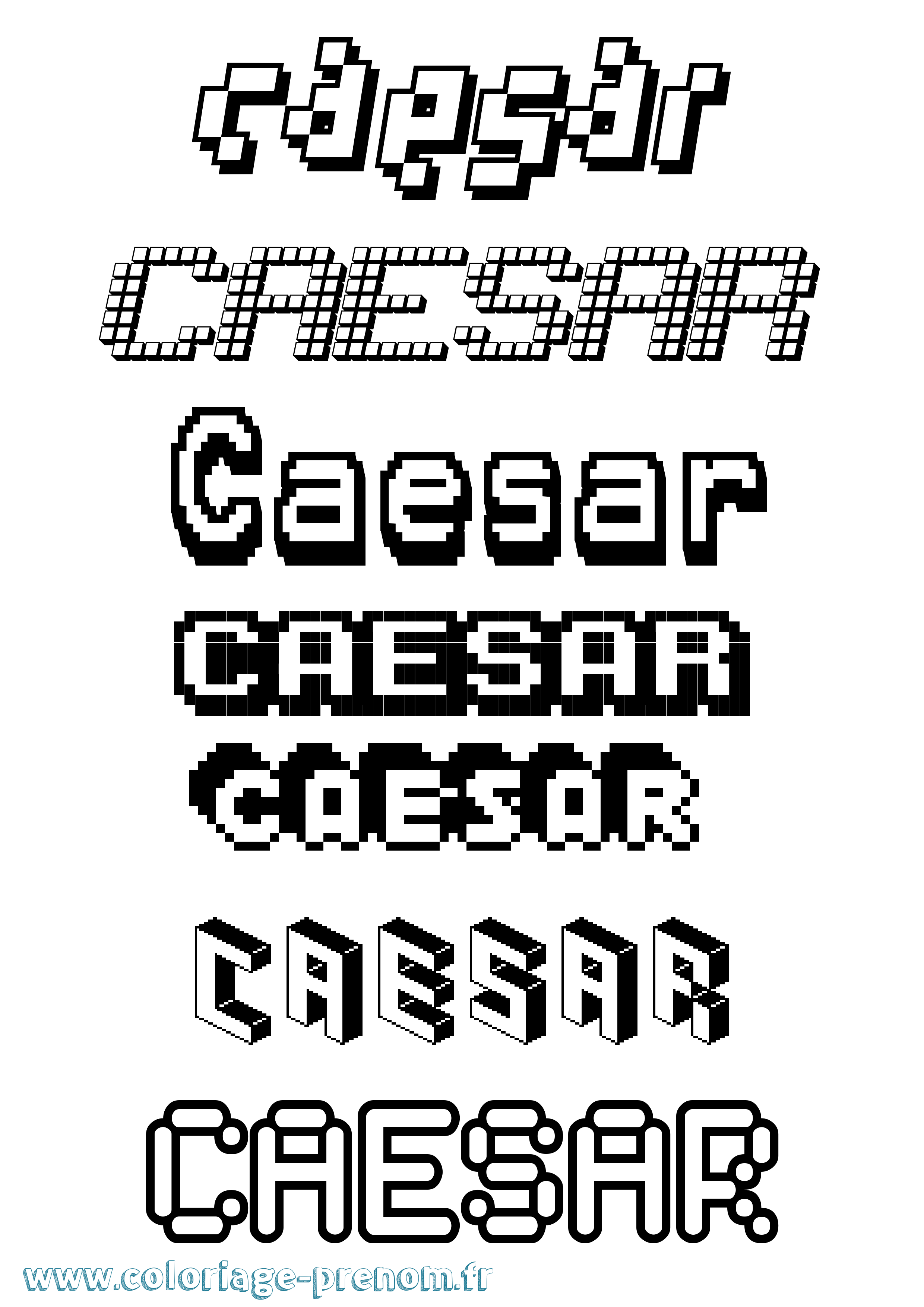 Coloriage prénom Caesar Pixel