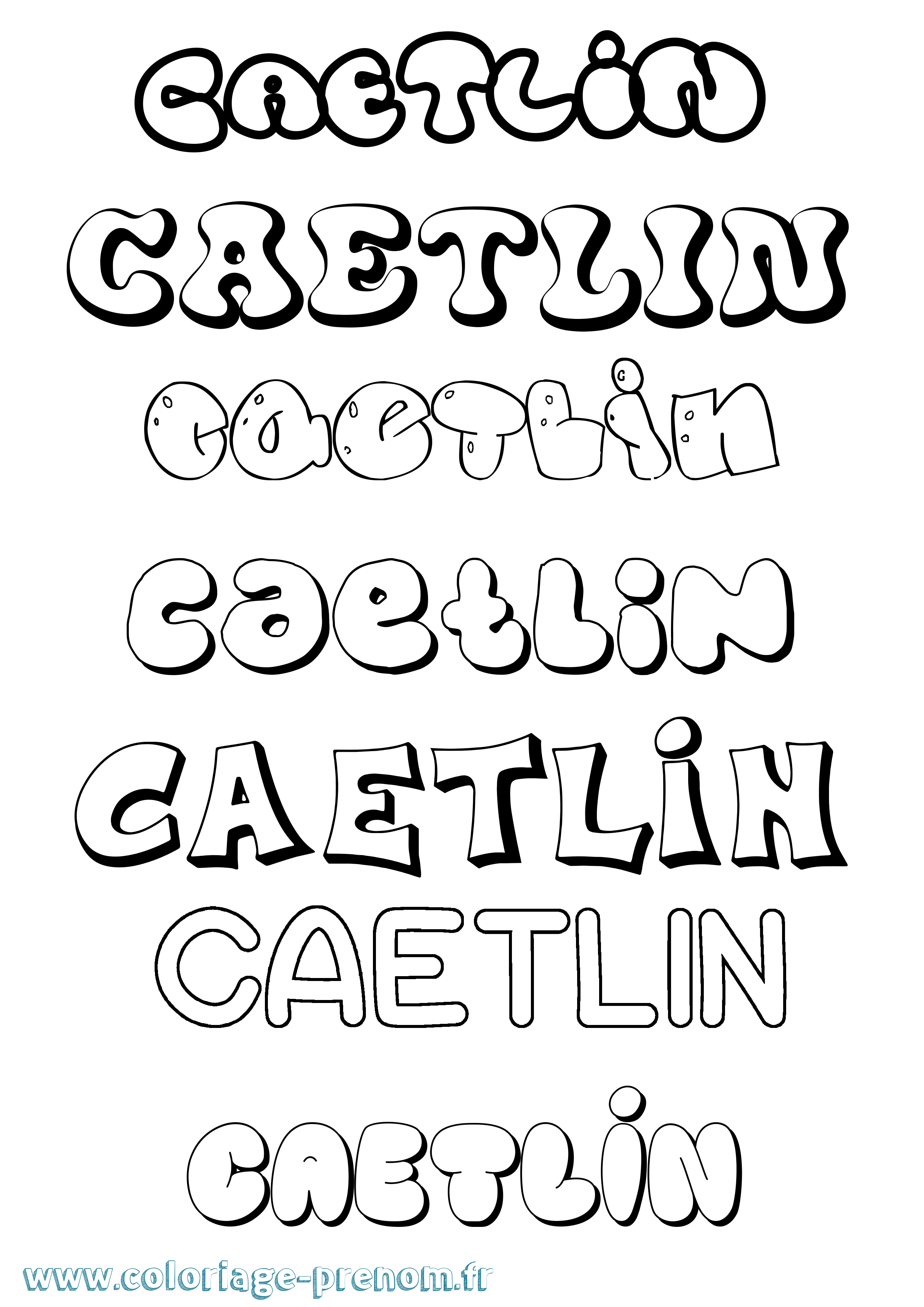 Coloriage prénom Caetlin Bubble