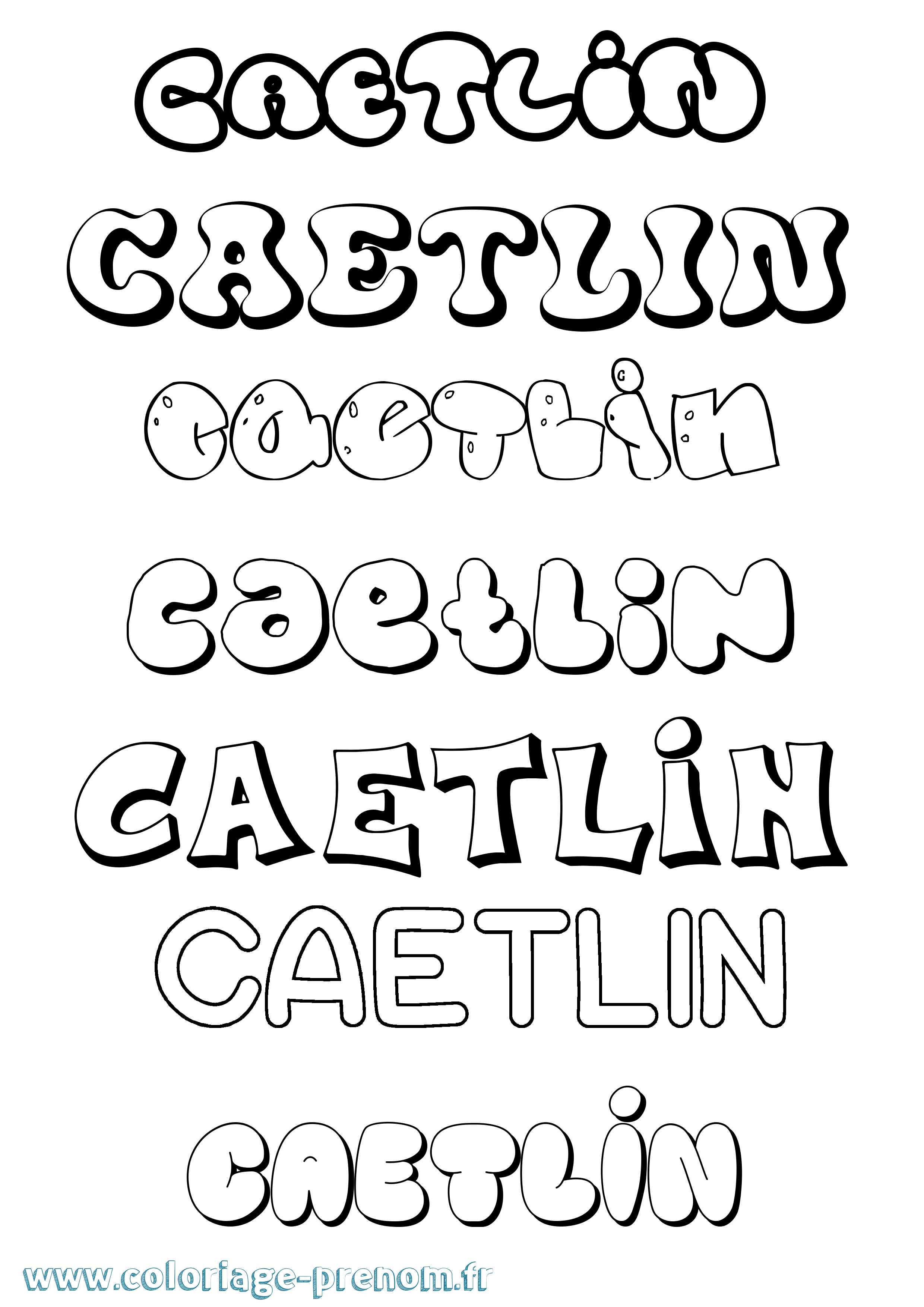 Coloriage Caetlin Bubble Coloriage prénom Caetlin Bubble