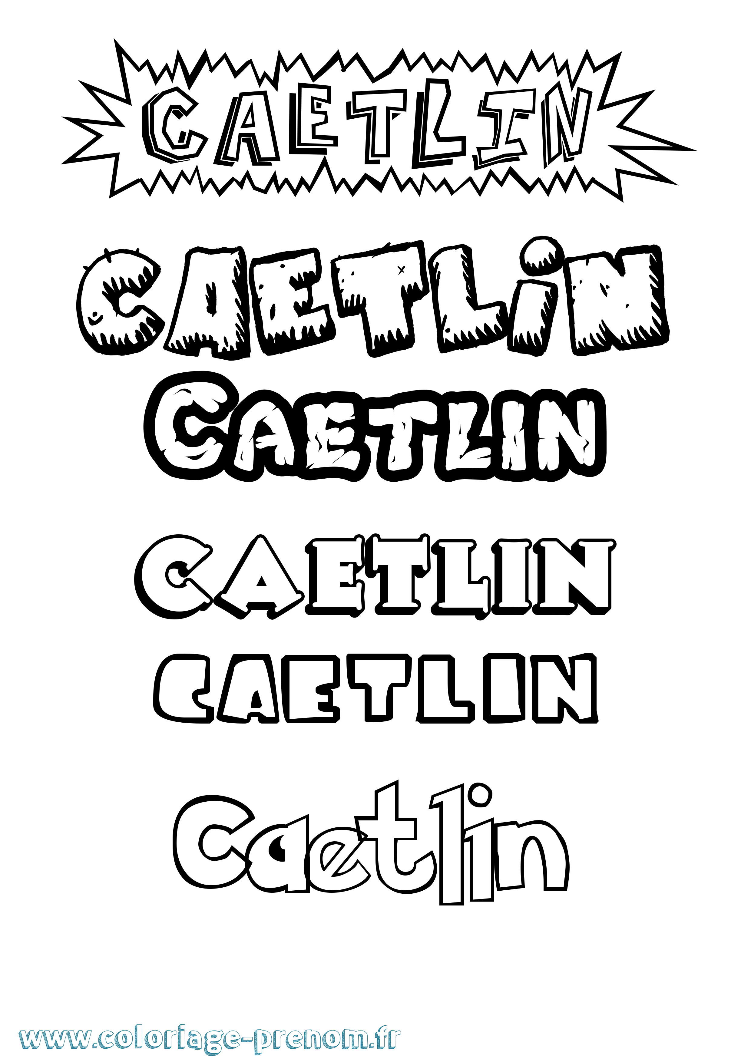 Coloriage Caetlin Dessin Animé Coloriage prénom Caetlin Dessin Animé