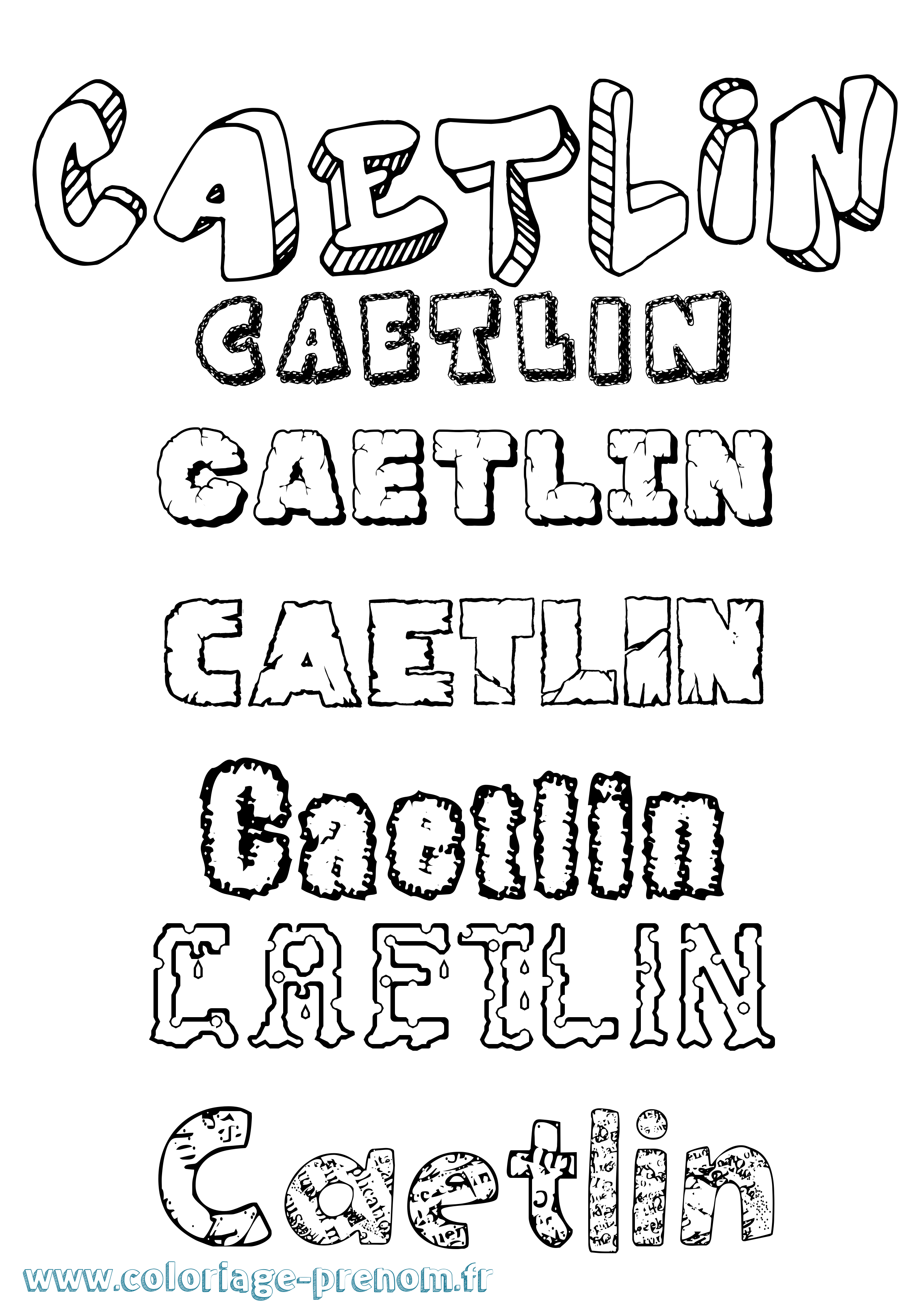 Coloriage prénom Caetlin Destructuré