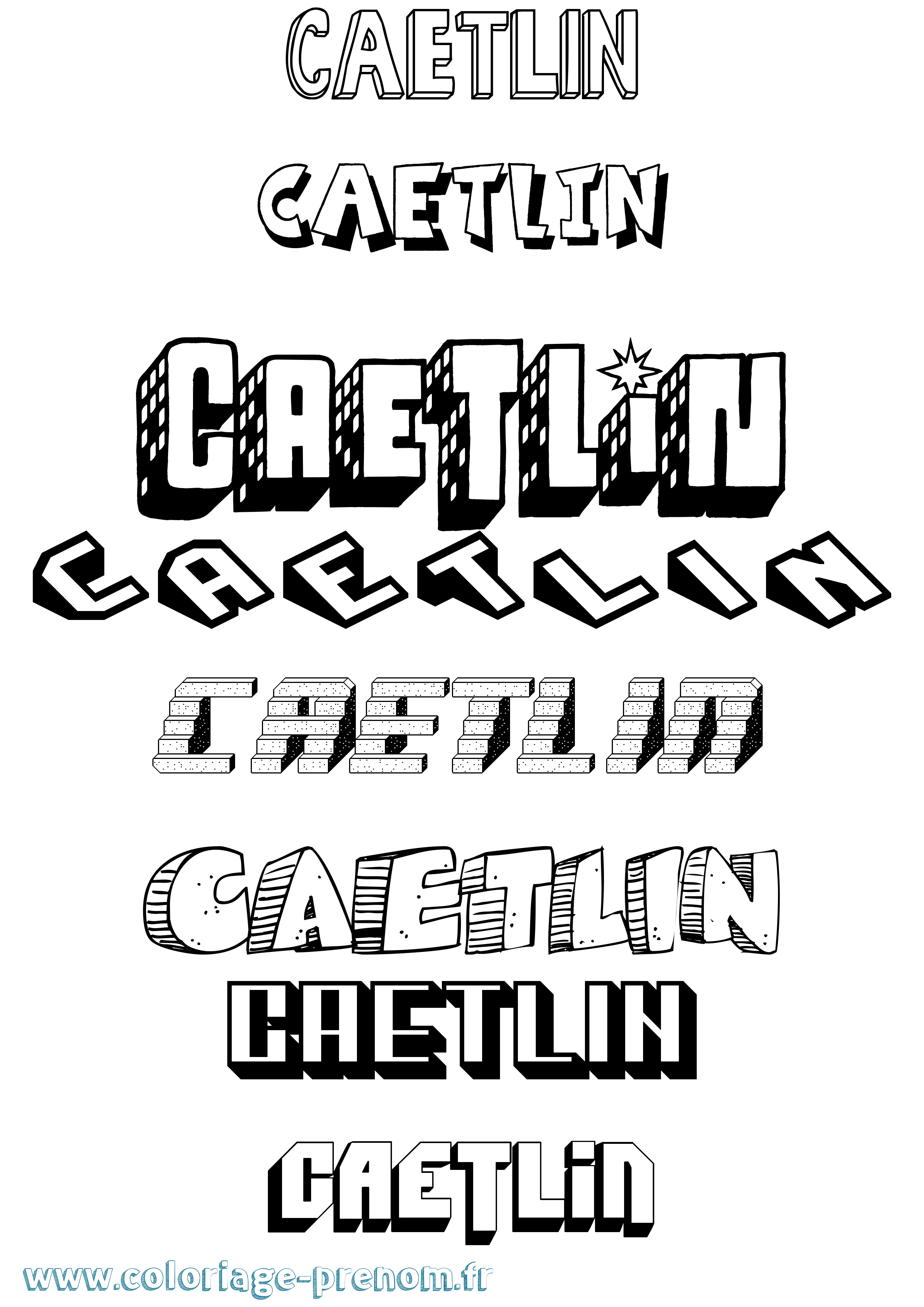 Coloriage Caetlin Effet 3D Coloriage prénom Caetlin Effet 3D