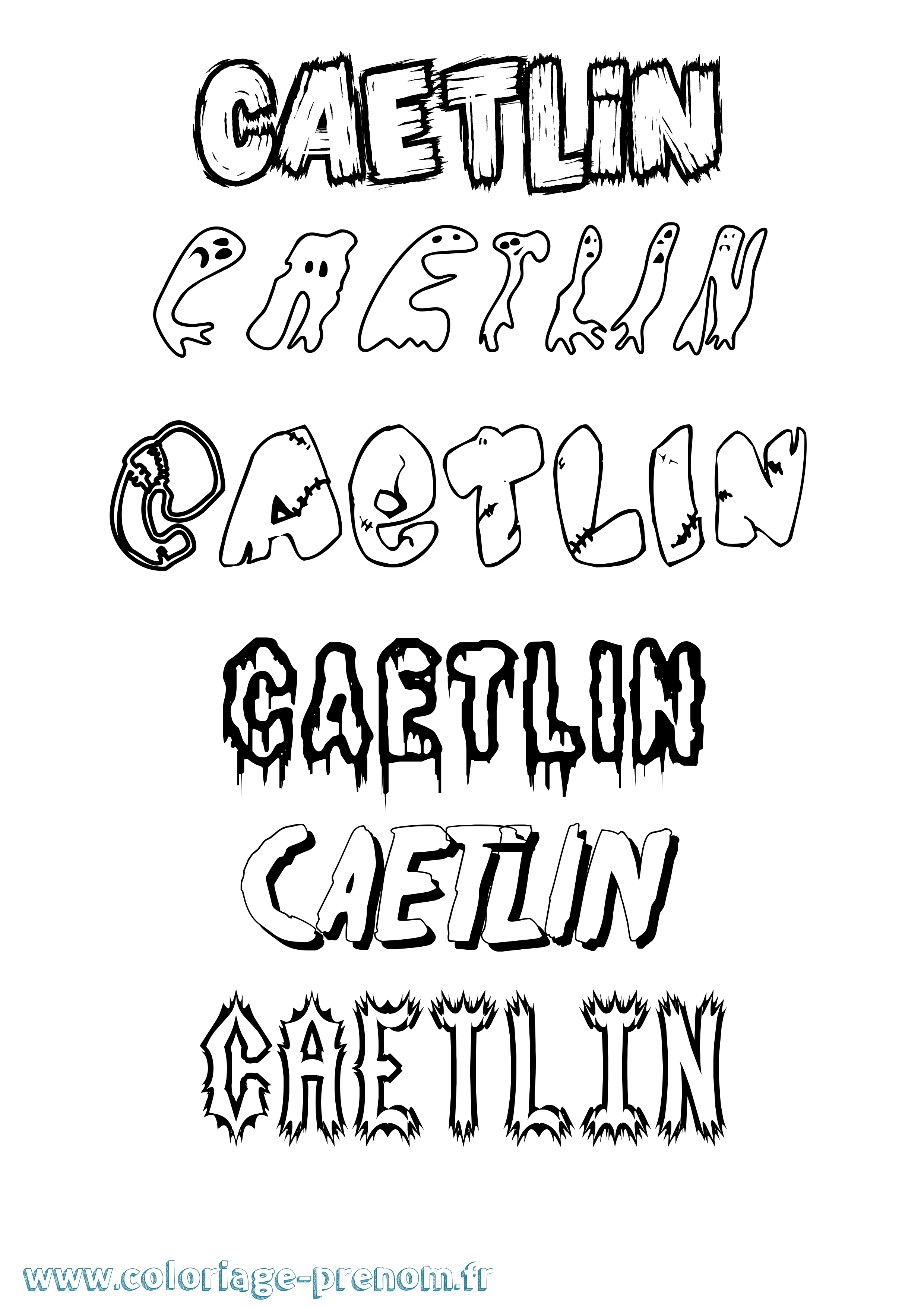 Coloriage prénom Caetlin Frisson