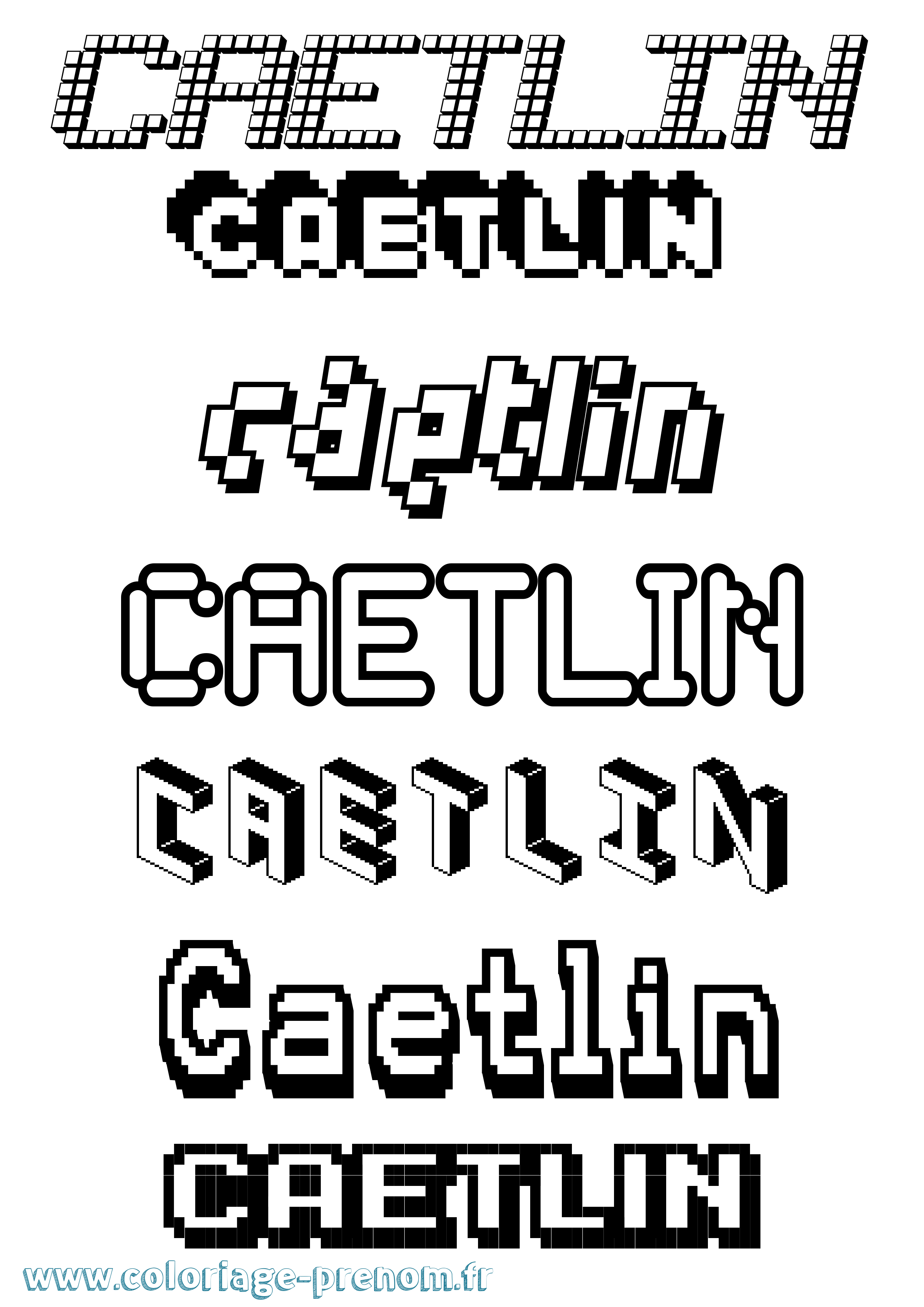 Coloriage prénom Caetlin Pixel