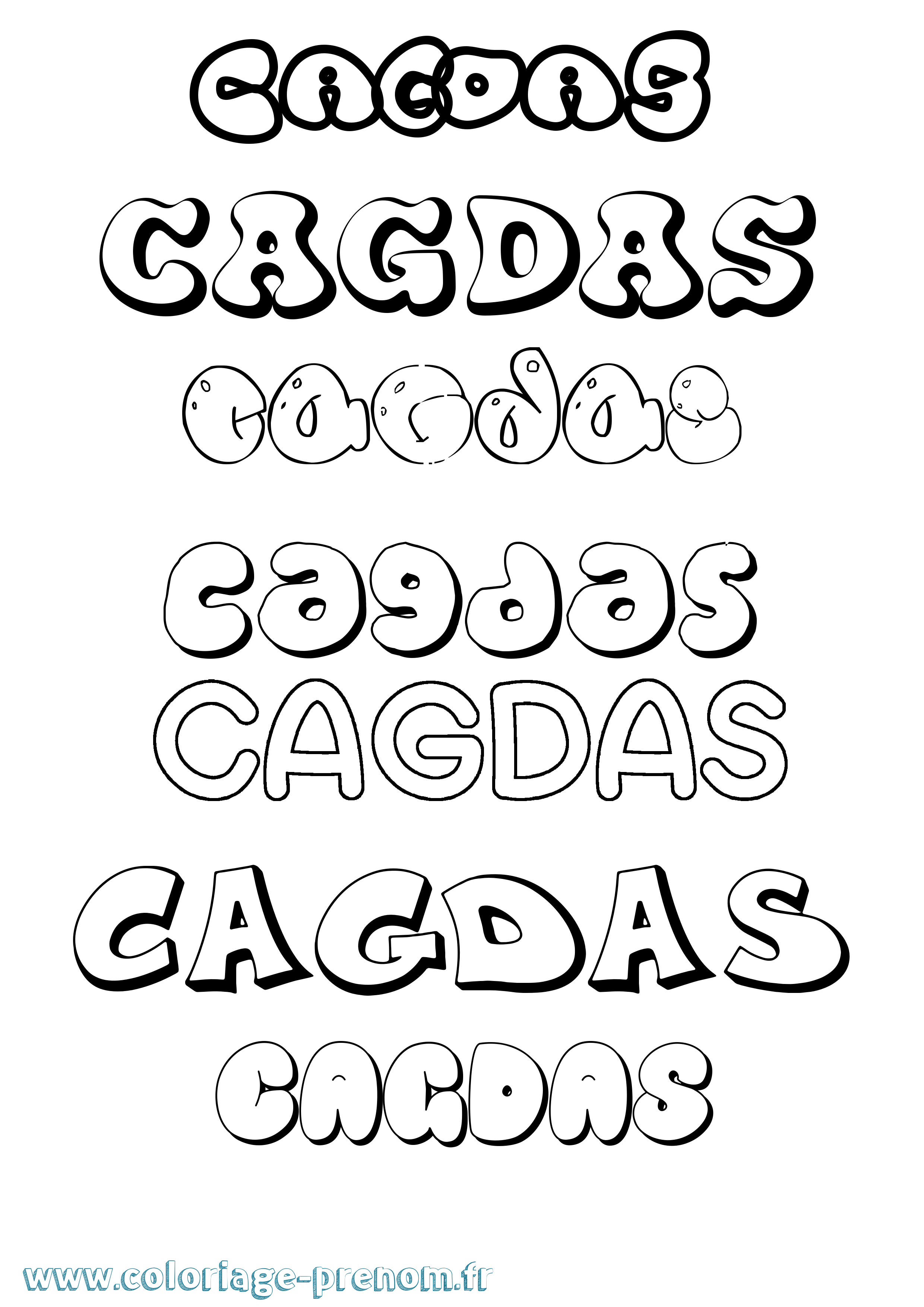 Coloriage Cagdas Bubble Coloriage prénom Cagdas Bubble