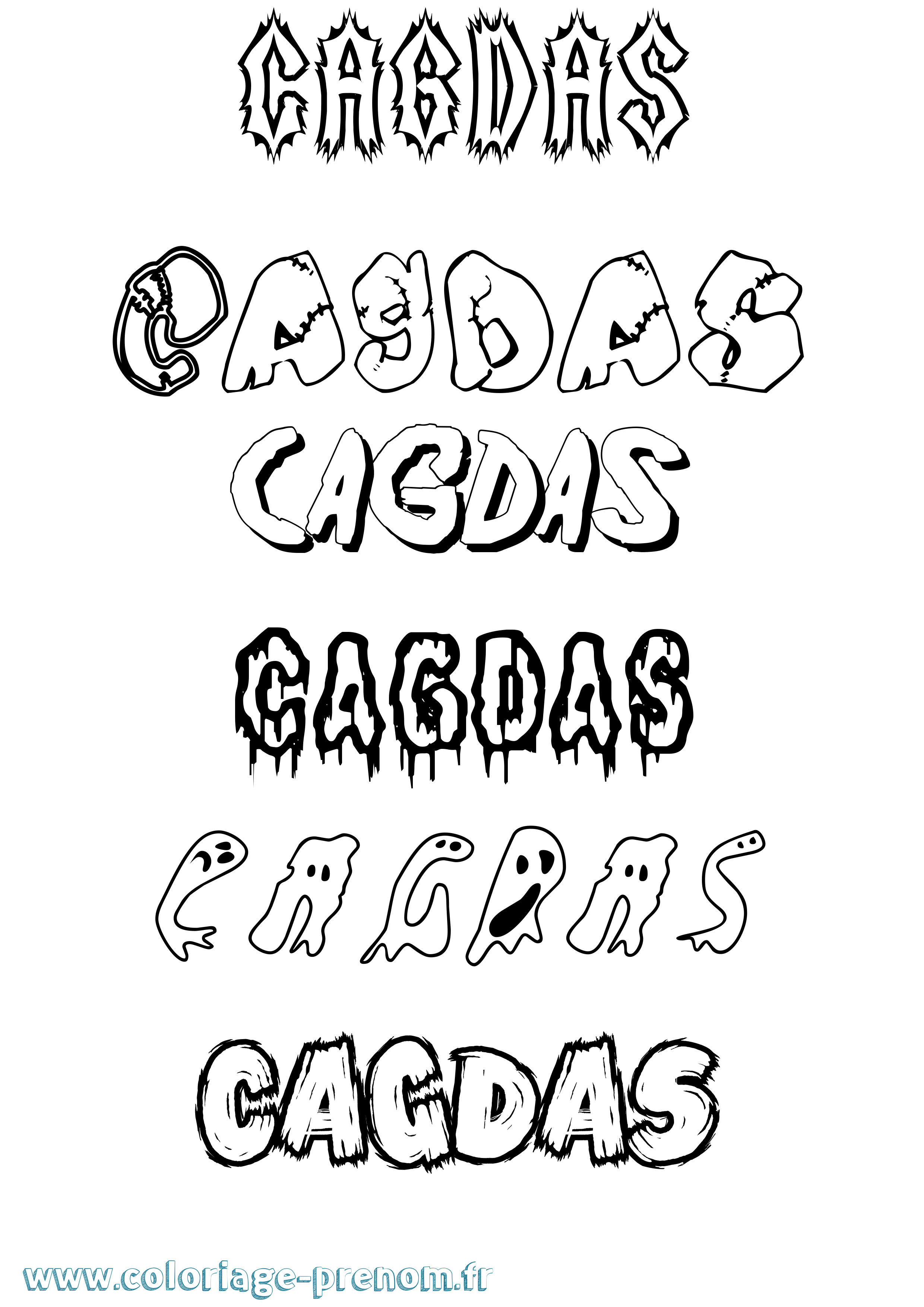 Coloriage Cagdas Frisson Coloriage prénom Cagdas Frisson