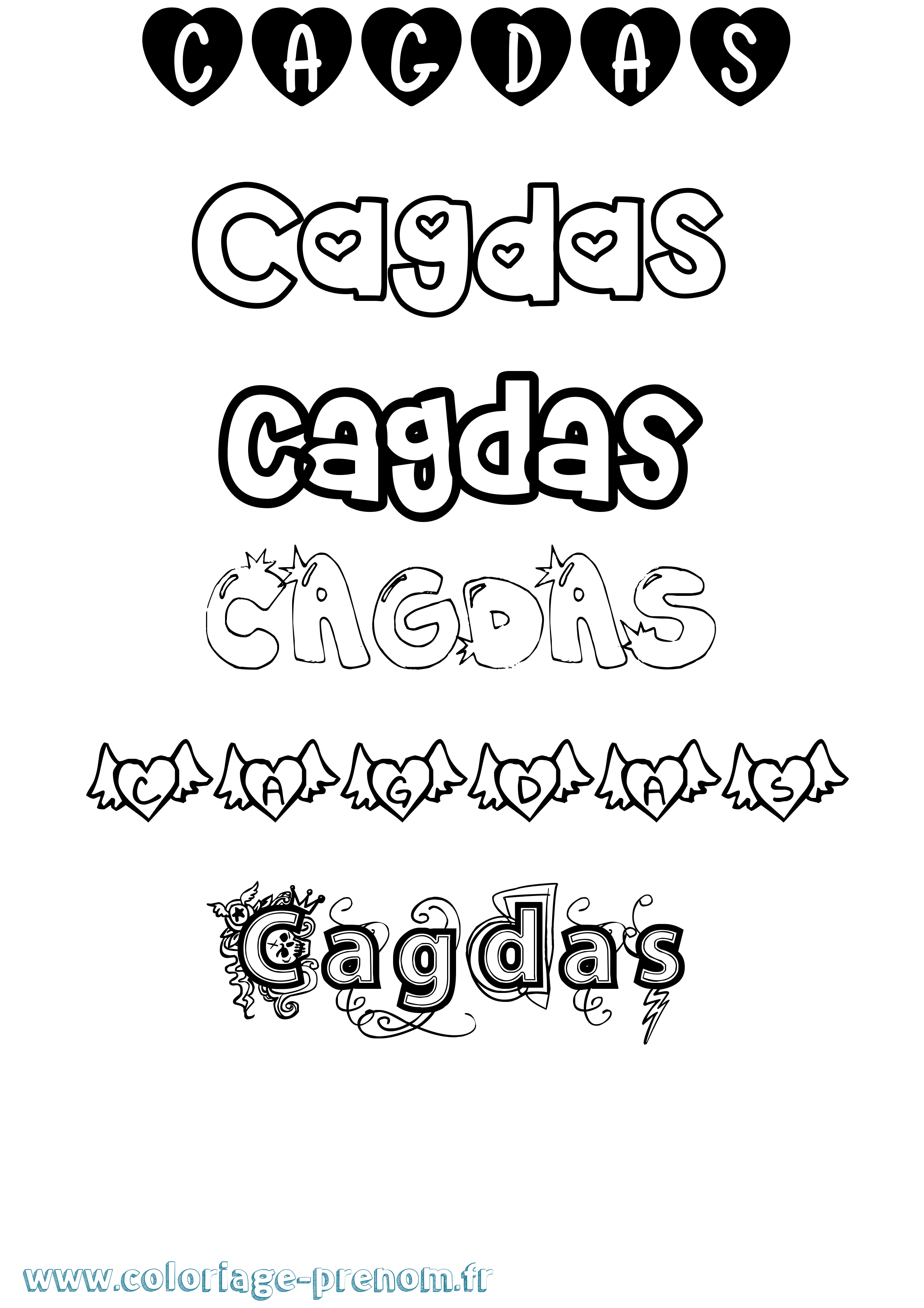 Coloriage Cagdas Girly Coloriage prénom Cagdas Girly