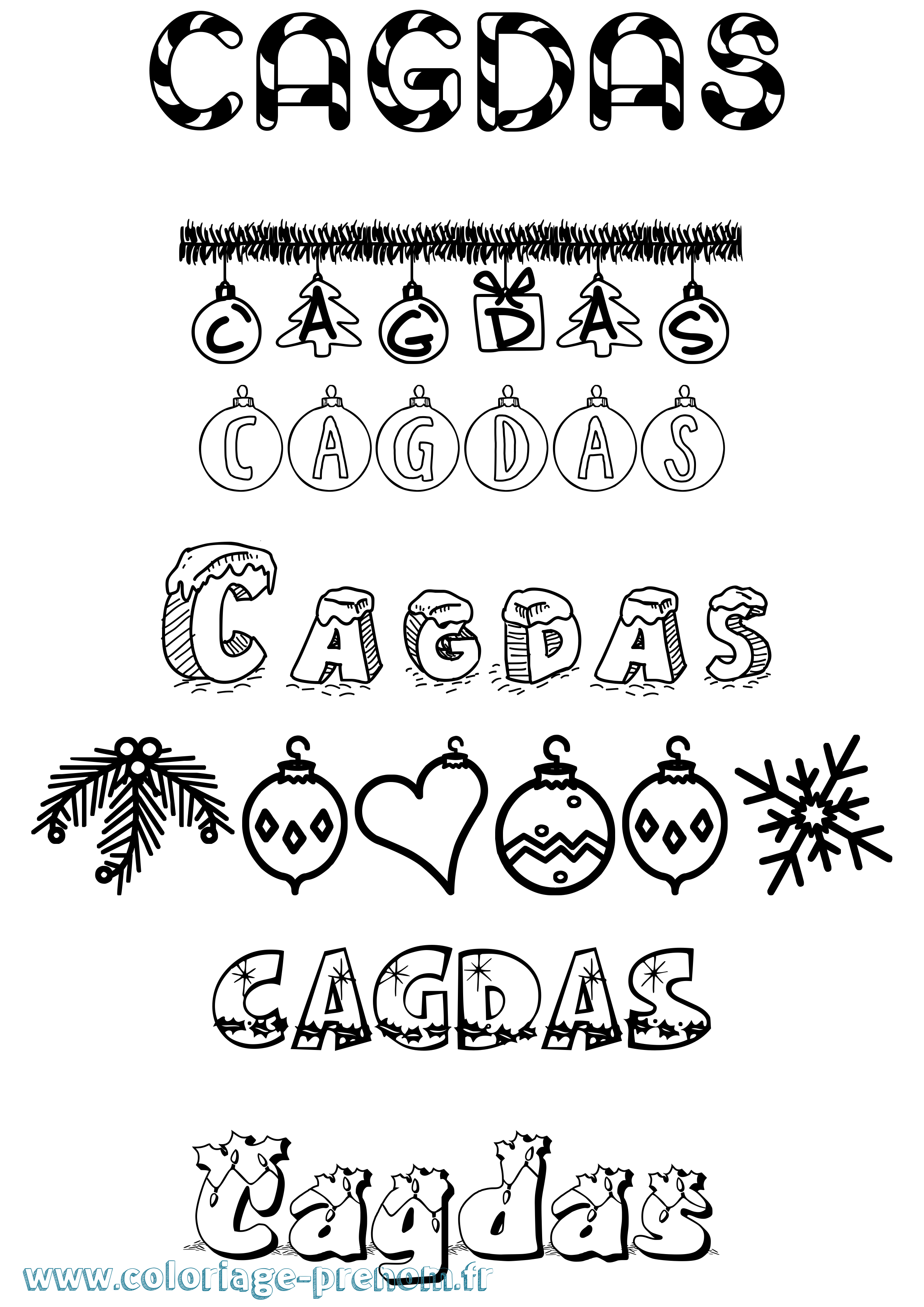 Coloriage Cagdas Noël Coloriage prénom Cagdas Noël