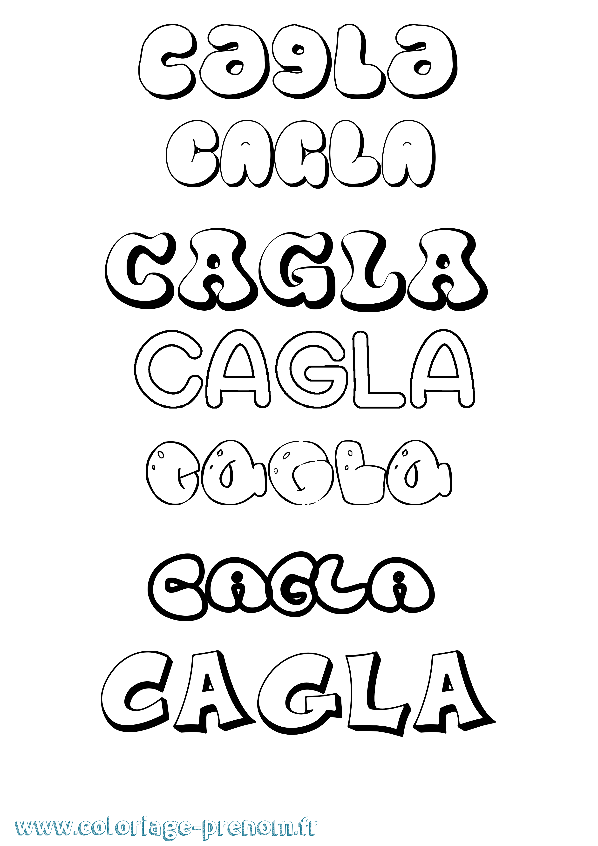 Coloriage prénom Cagla Bubble