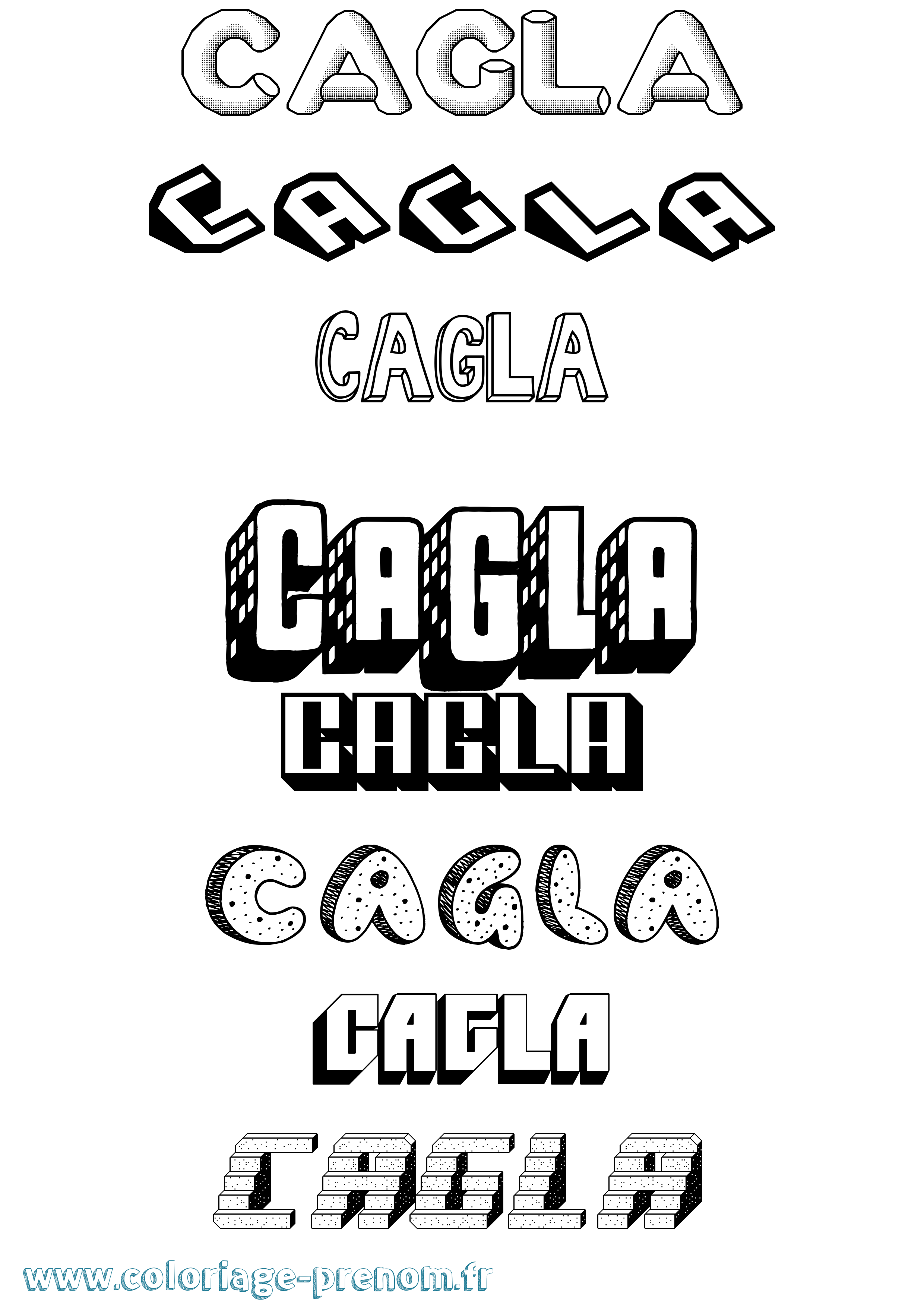 Coloriage prénom Cagla Effet 3D