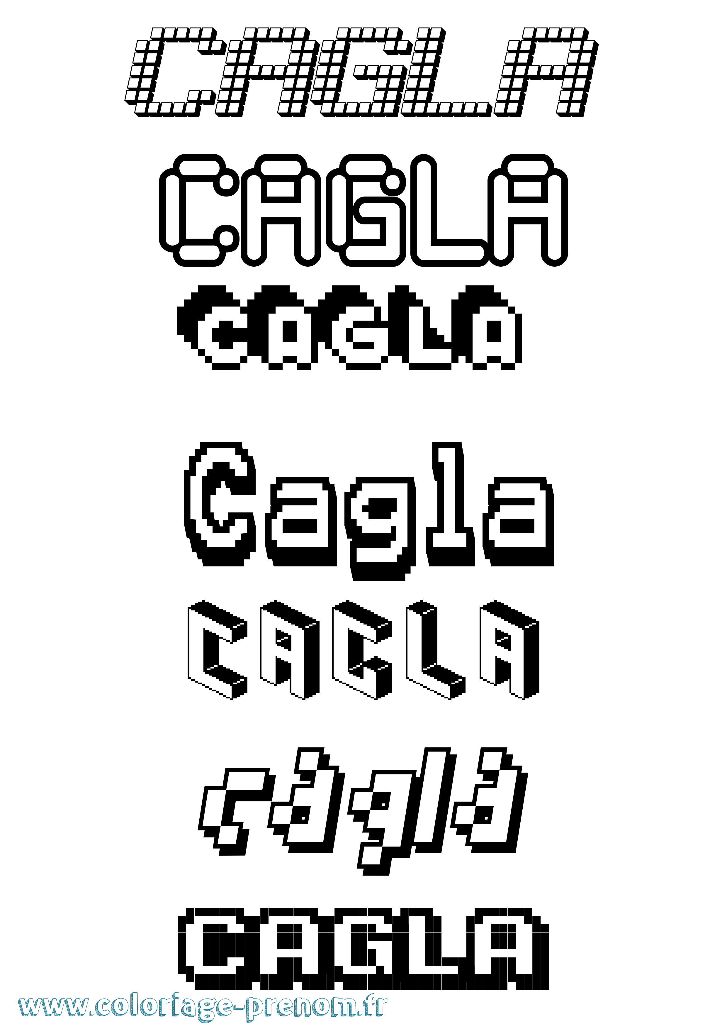 Coloriage prénom Cagla Pixel