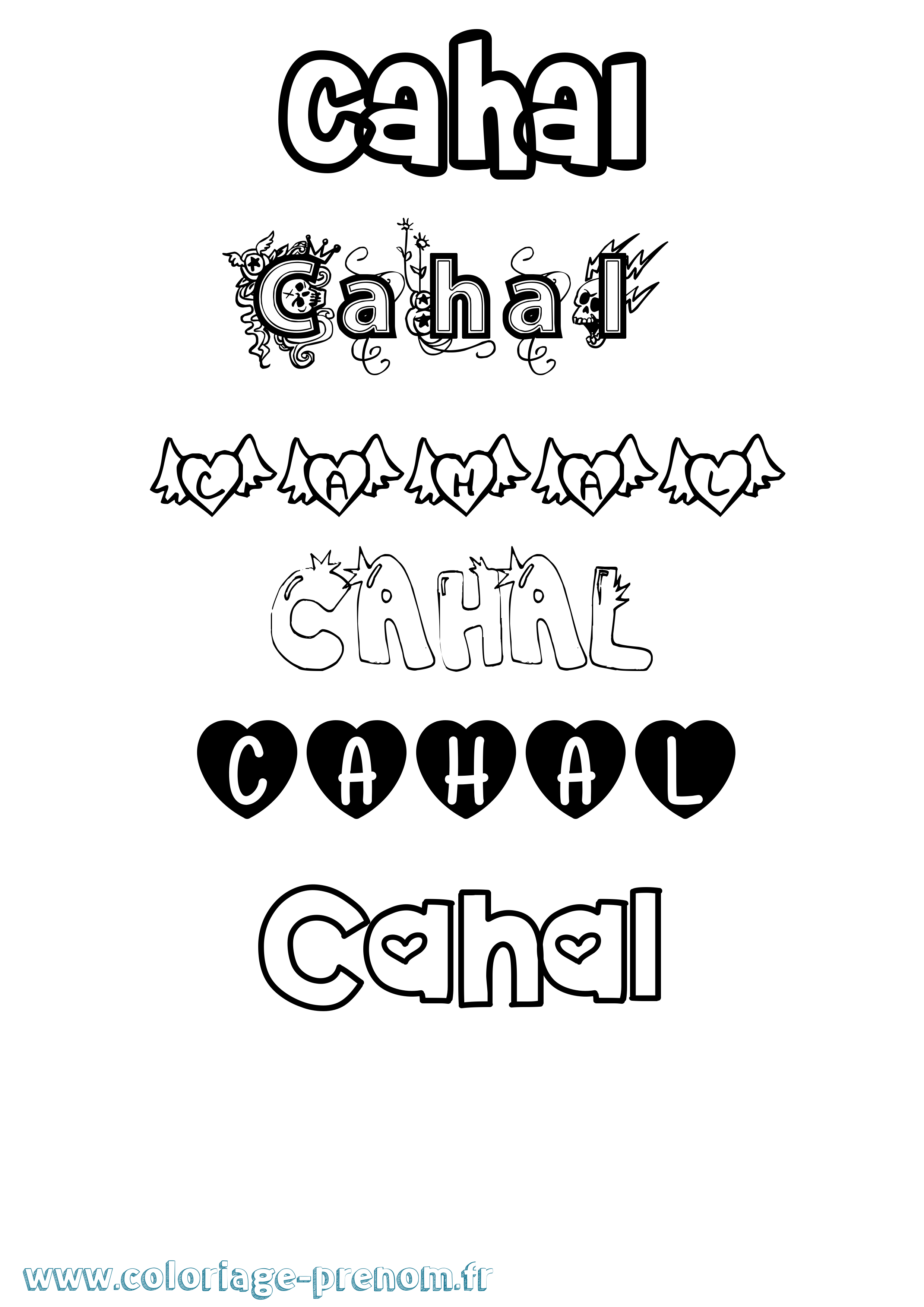 Coloriage Cahal Girly Coloriage prénom Cahal Girly