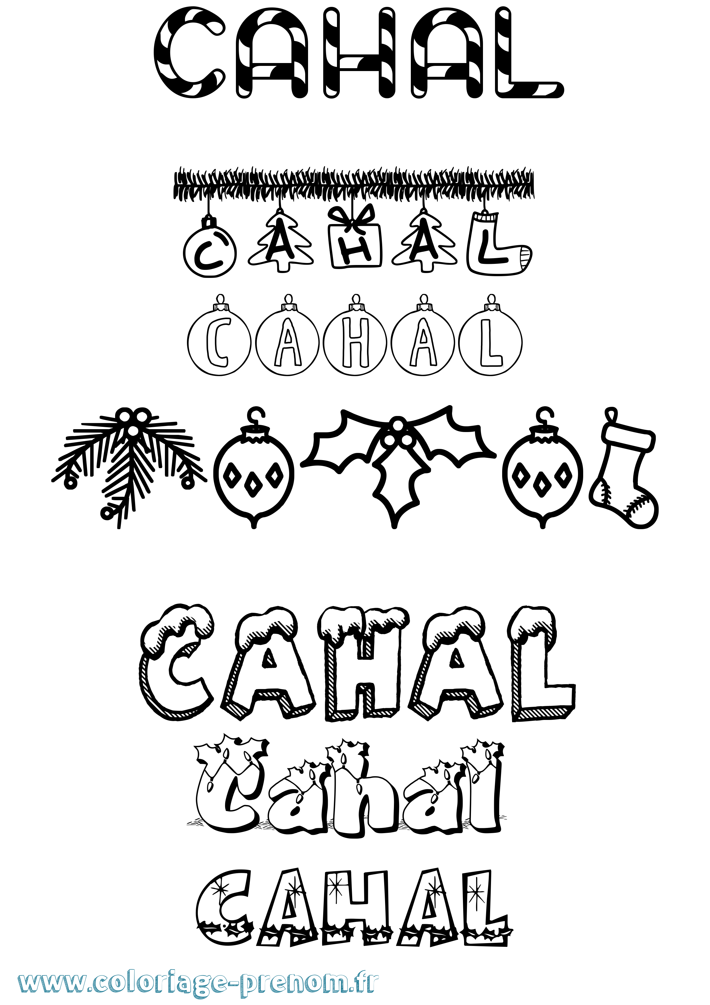 Coloriage Cahal Noël Coloriage prénom Cahal Noël