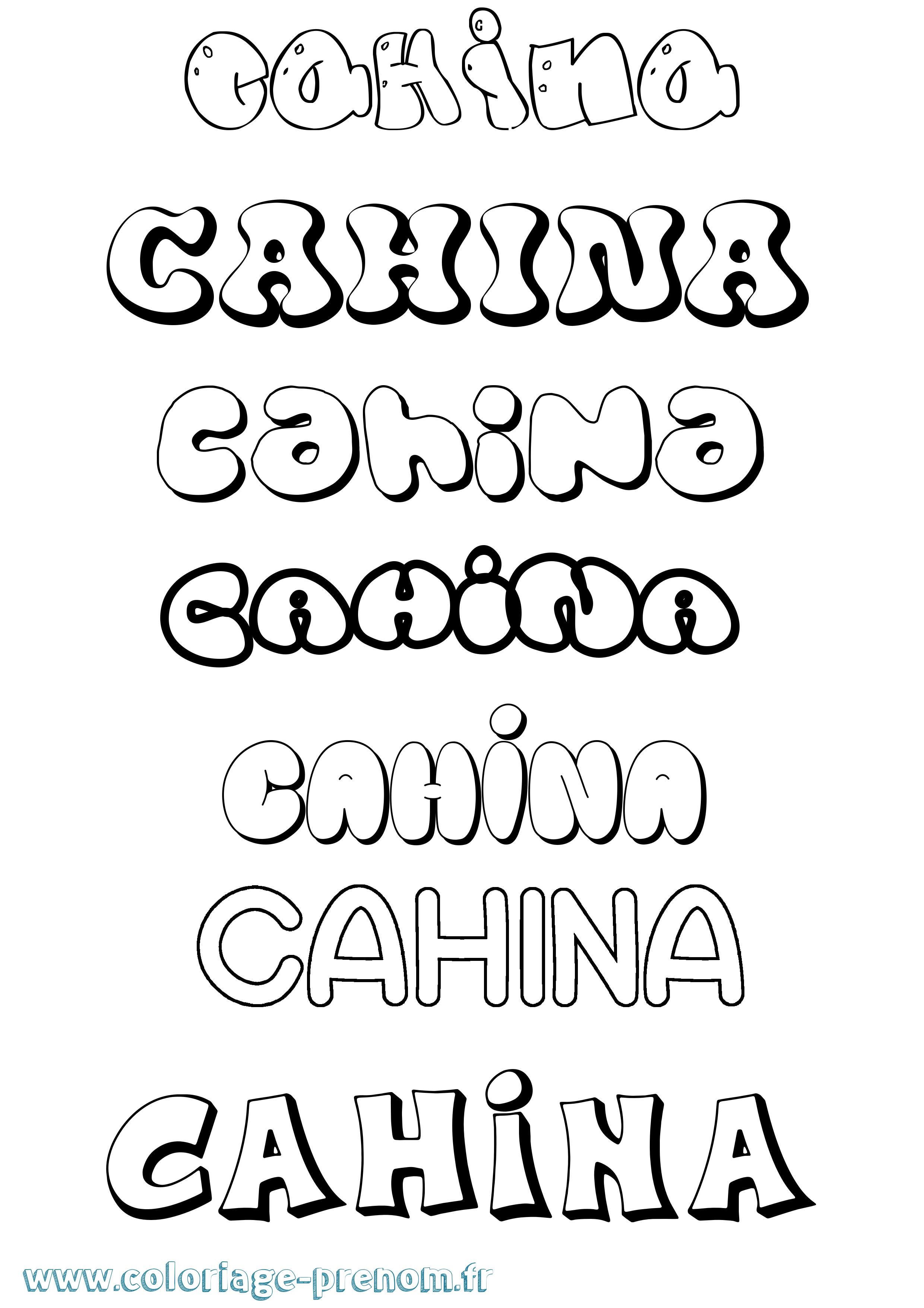 Coloriage prénom Cahina Bubble